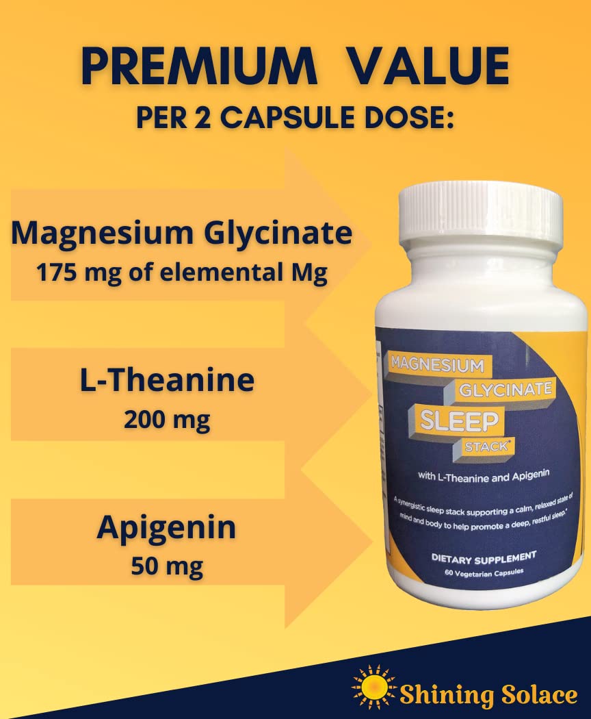 Shining Solace Magnesium Glycinate Sleep Stack Capsules, 60 Count