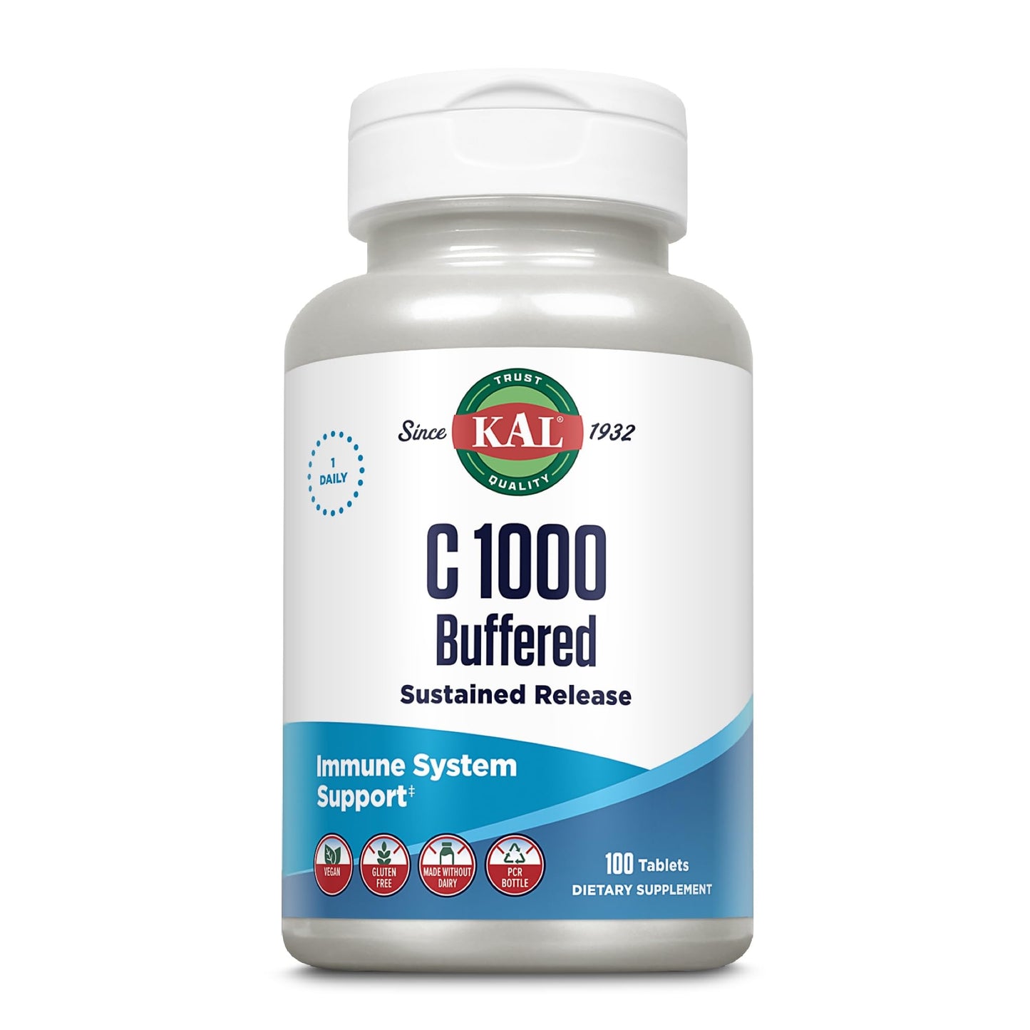 KAL Vitamin C Buffered Sustained Release 1000 mg Tablets, 100 Count