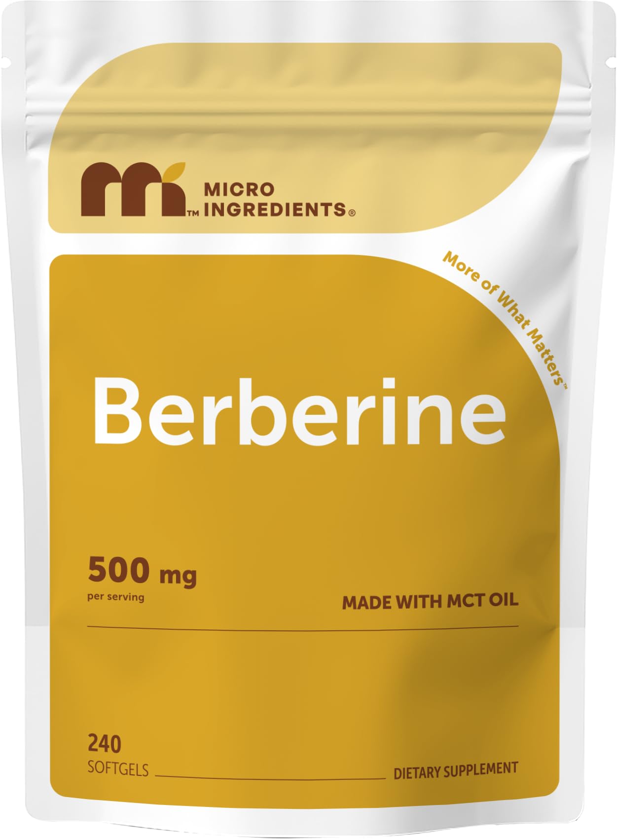 Micro Ingredients Berberine 500 mg Per Serving Softgels 240 Count
