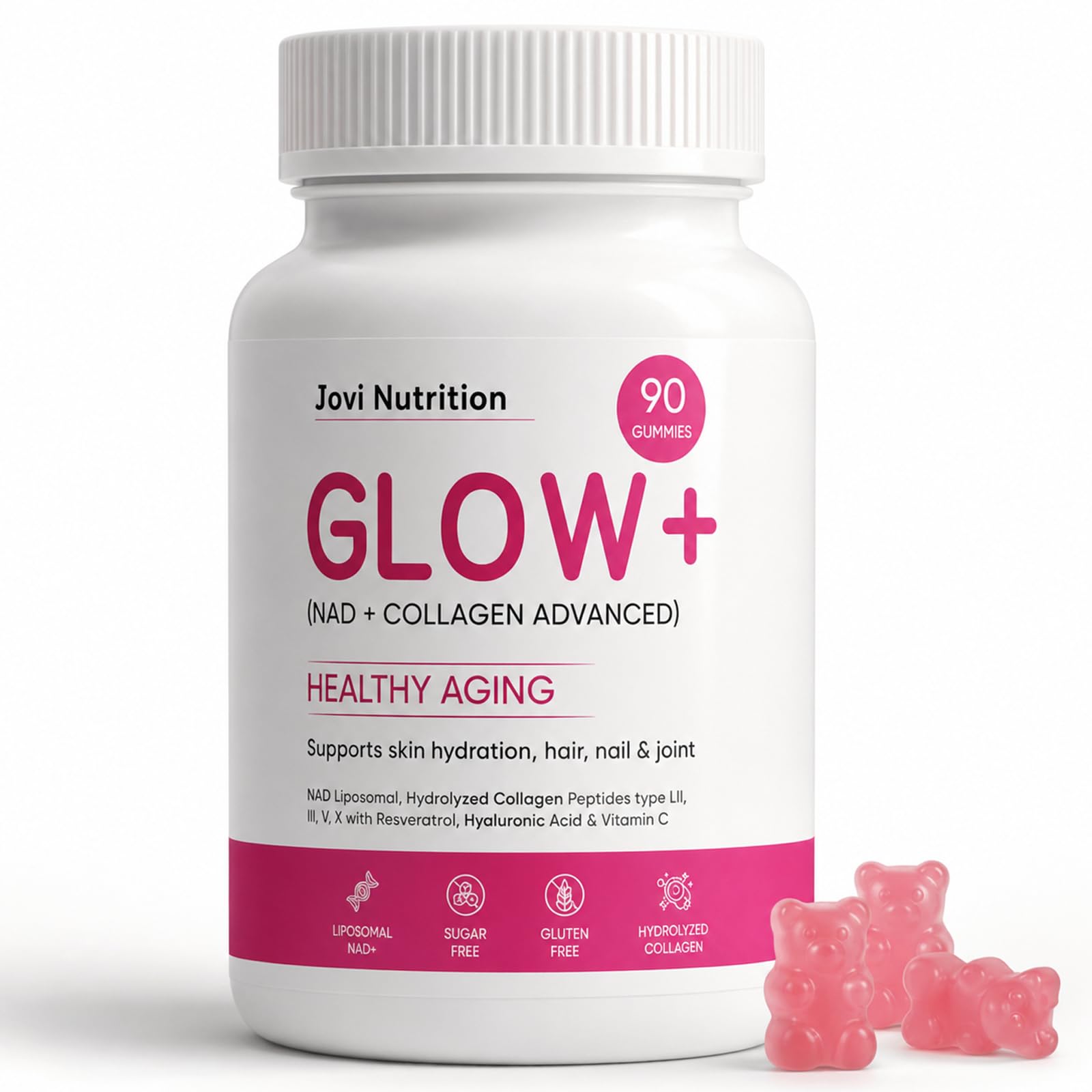 JOVI NUTRITION Jovi Glow+ NAD+ & Collagen Gummies, 90 Count