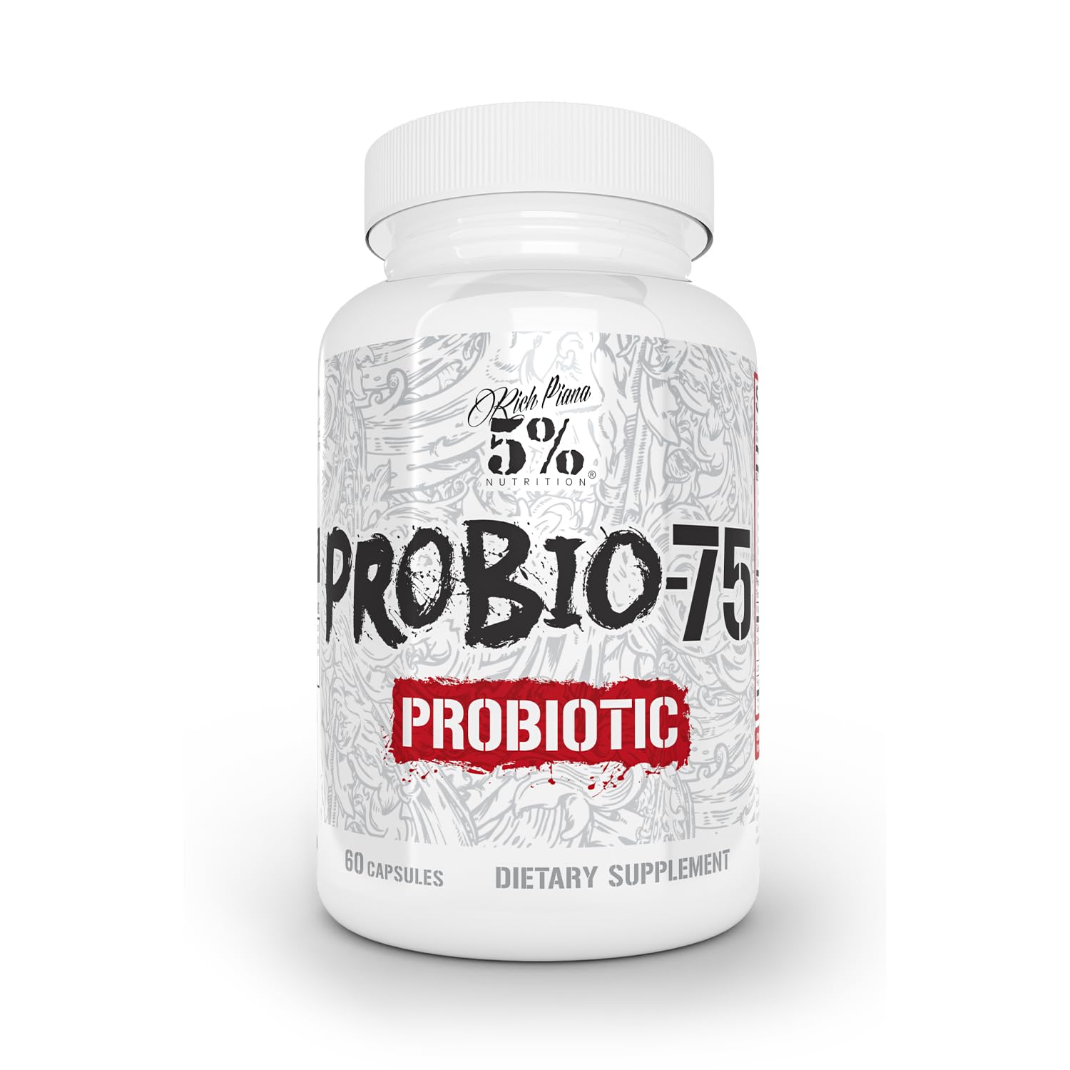 5% Nutrition Rich Piana Probio-75 Billion CFUs Capsules, 60 Count
