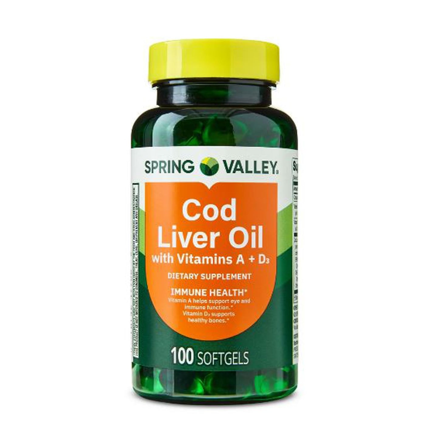 H4U Cod Liver Oil Plus Vitamins A and D3 Dietary Supplement Softgels, 100 Count