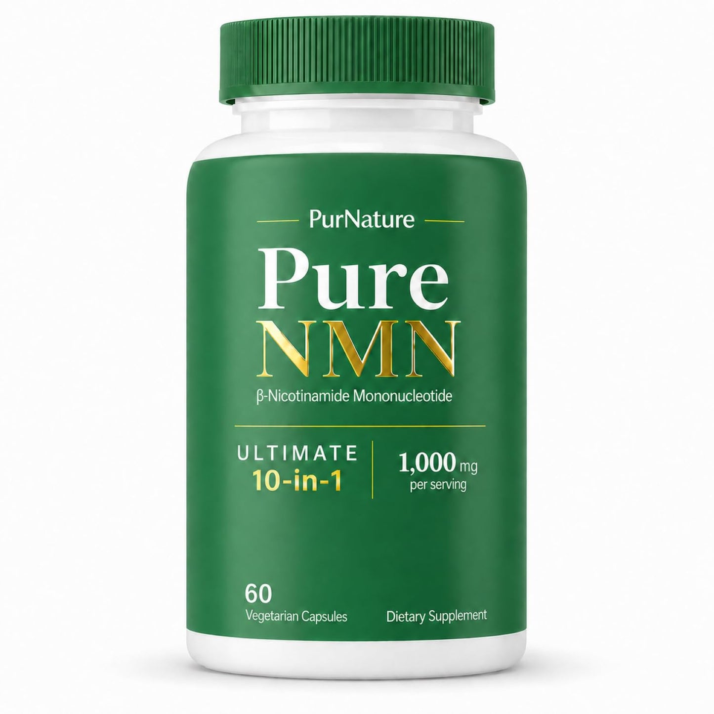 GL PRO PurNature Pure NMN Capsules, 10-in-1 Formula, 1000mg Per Serving, 60 Capsules