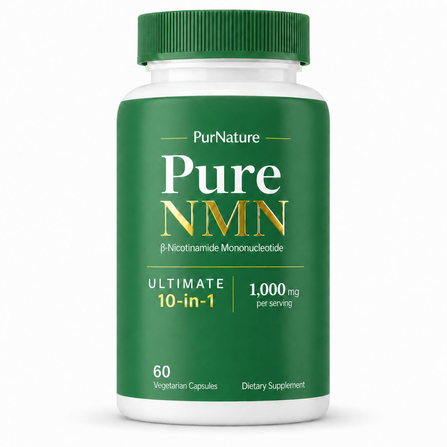 GL PRO PurNature Pure NMN Capsules, 10-in-1 Formula, 1000mg Per Serving, 60 Capsules