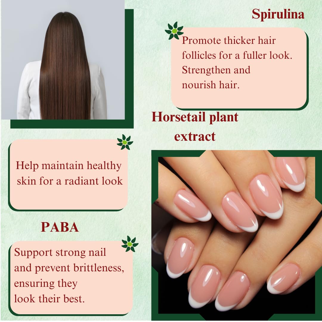Dr's Nature & Nutrition Hair, Skin & Nail Plus Vitamin Supplement with Biotin 5000mcg, Bamboo Extract, Collagen Support, 60 Capsules