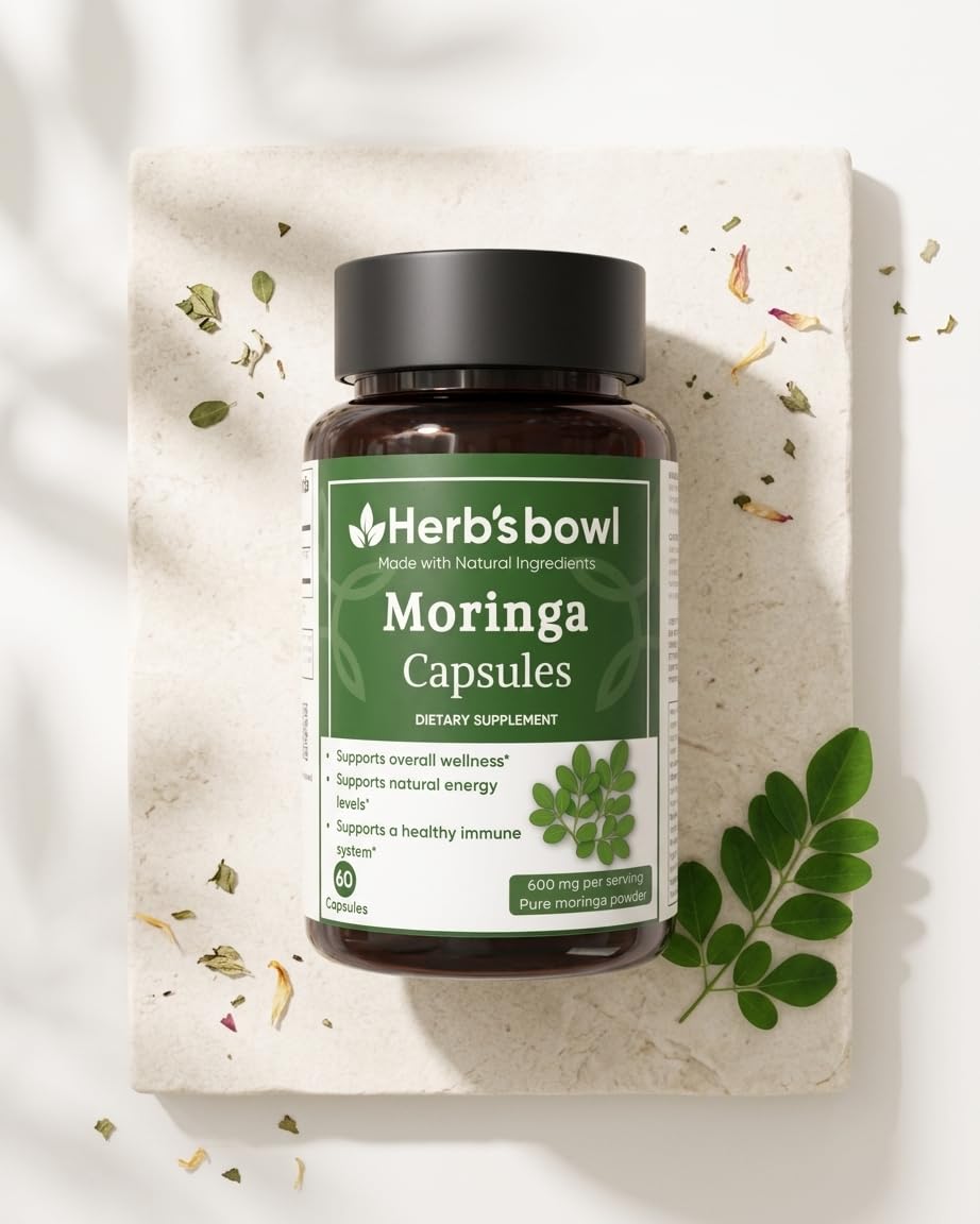 Herb'sbowl Moringa Capsules, 600mg per Serving, 60 Capsules