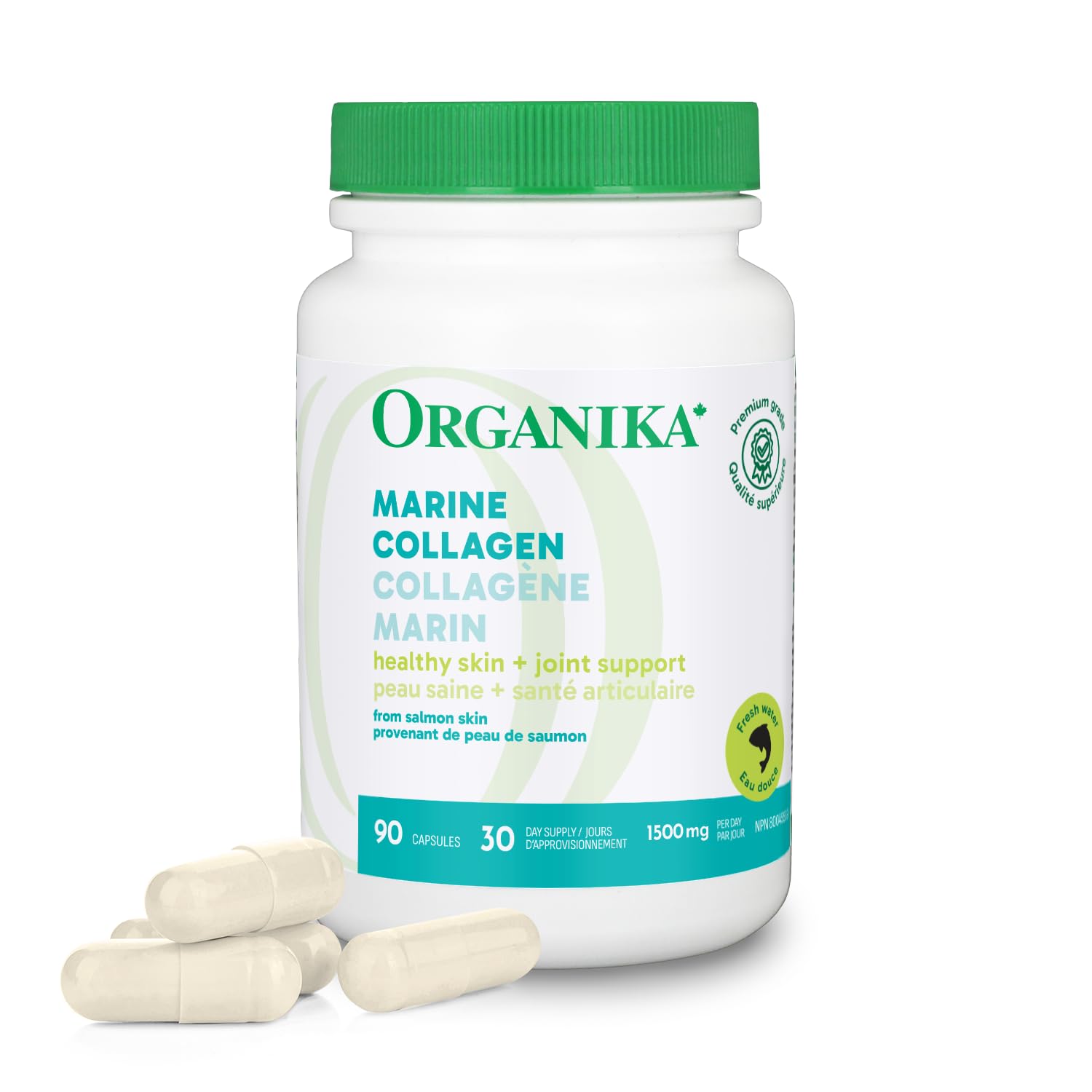 Organika Salmon Collagen Capsule 150 mg, 90 Count