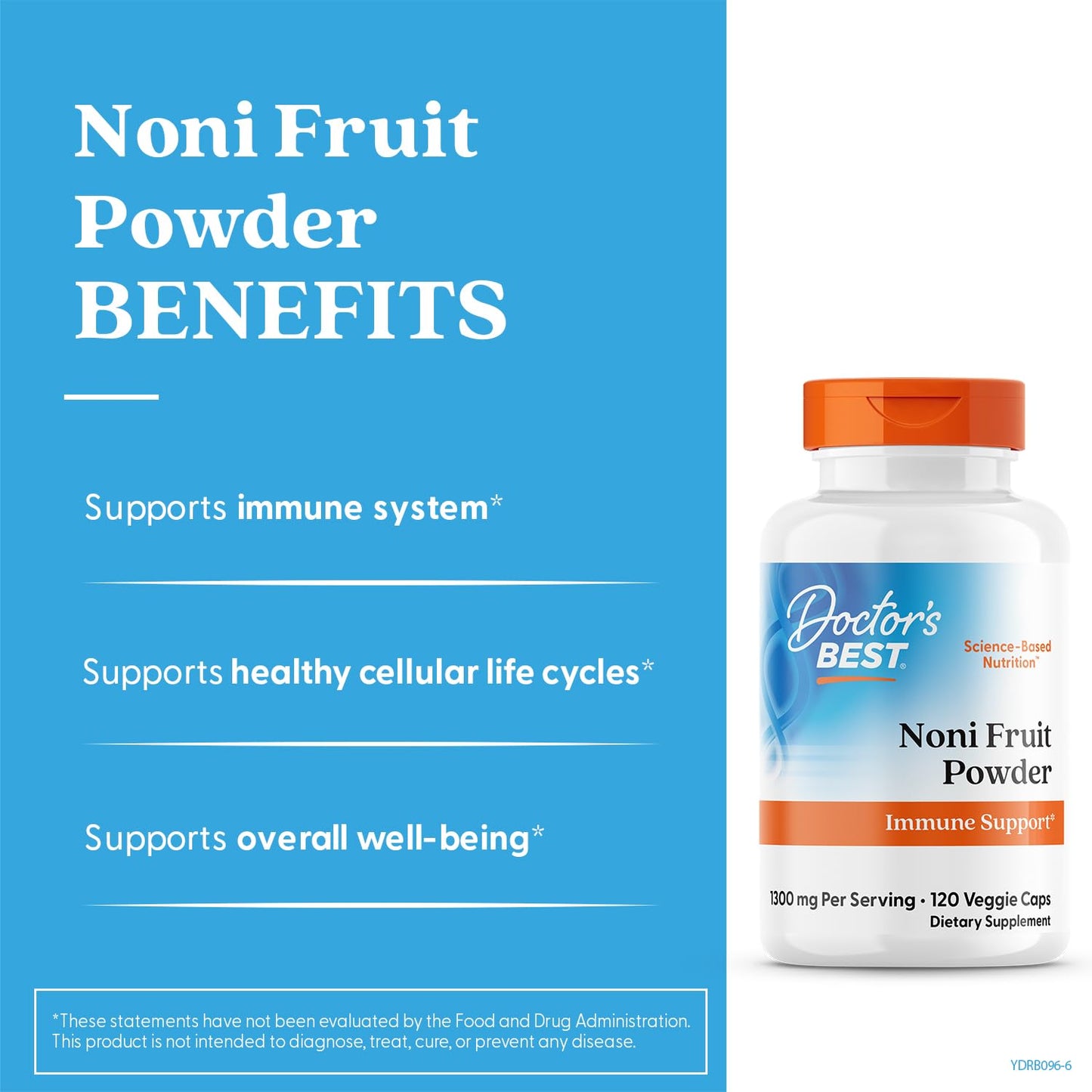 Doctor's Best Noni Fruit Powder Supplement Noni Veggie Capsules 1300 mg Per Serving 120 Count