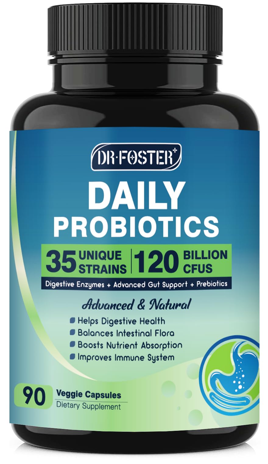 DRFOSTER Probiotics for Women-Men Digestive Health Capsule 90 Veggie Caps