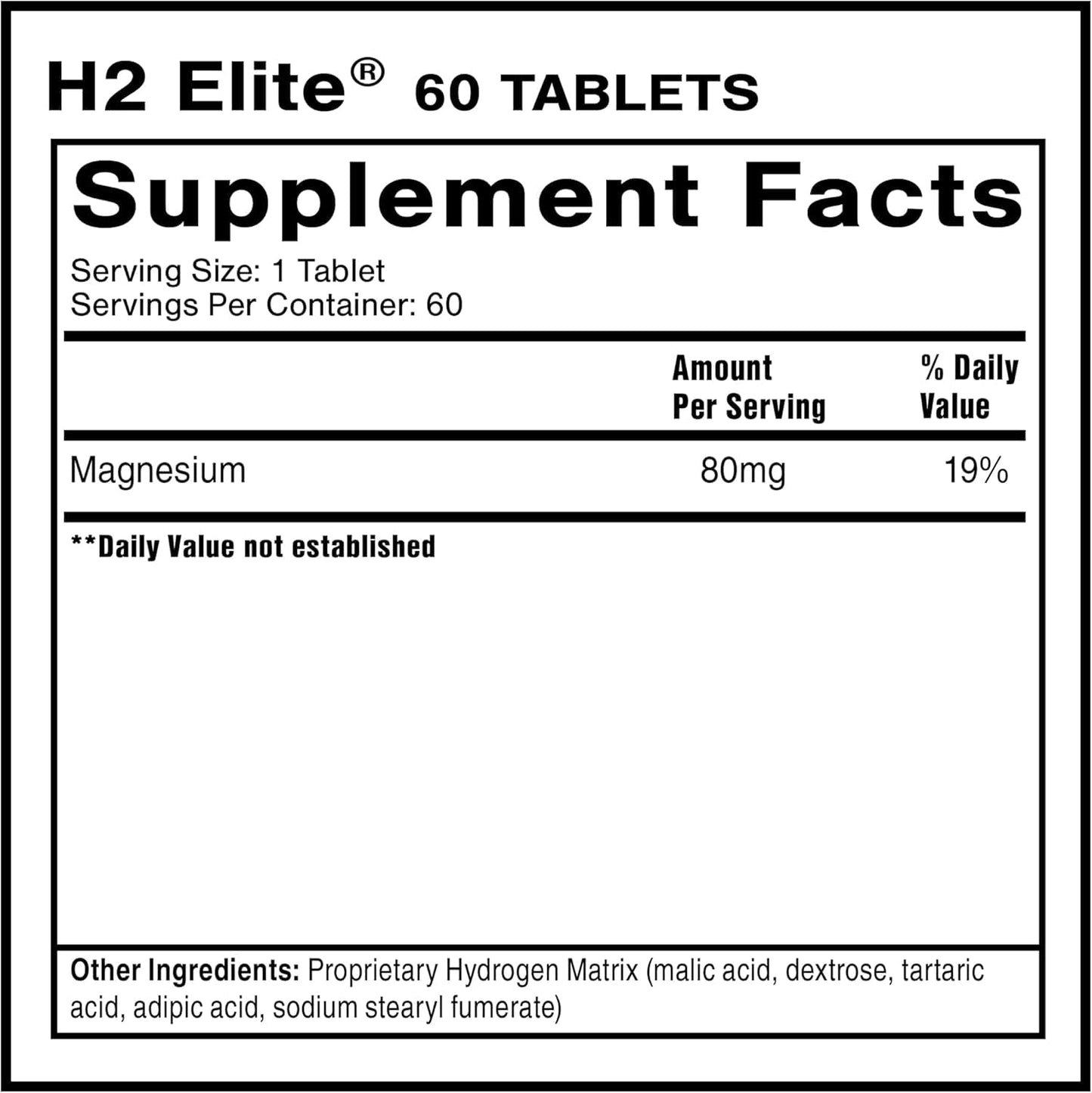 Quicksilver Scientific H2 Elite Molecular Hydrogen Tablets, 60 Tablets