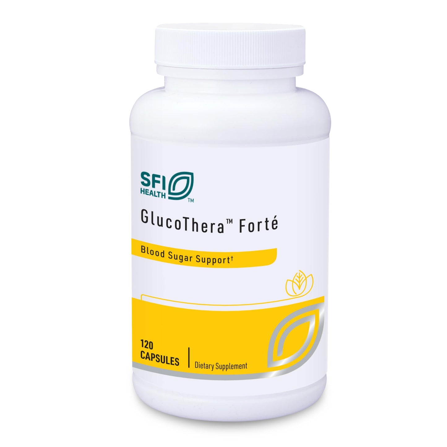 SFI Health GlucoThera Forte - Chromium Complex with 250 mg ALA, Turmeric & Cinnamon, Dairy-Free Capsules, 120 Count