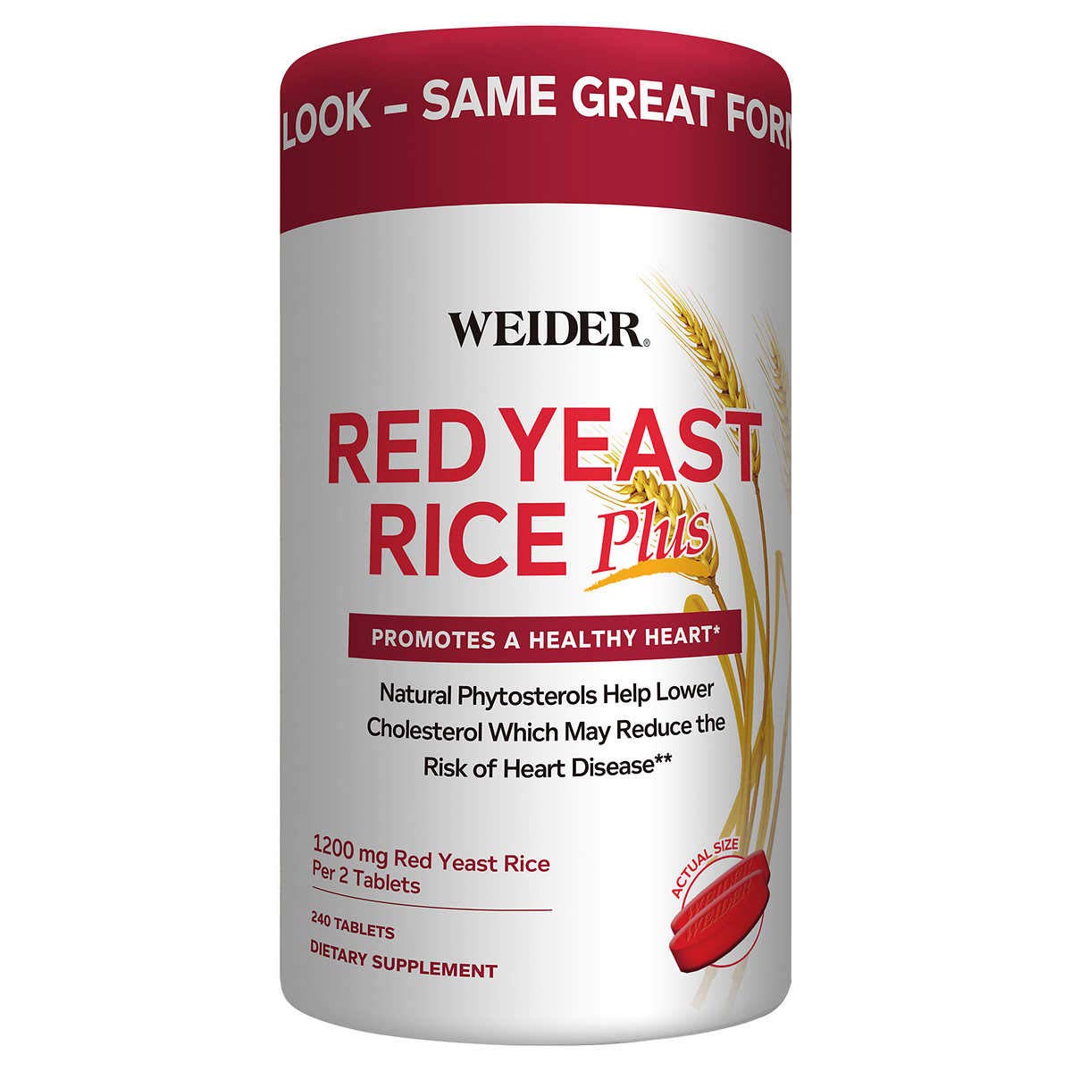 Weider Red Yeast Rice Plus with Phytosterols 1200 mg per 2 Tablets, 480 Tablets
