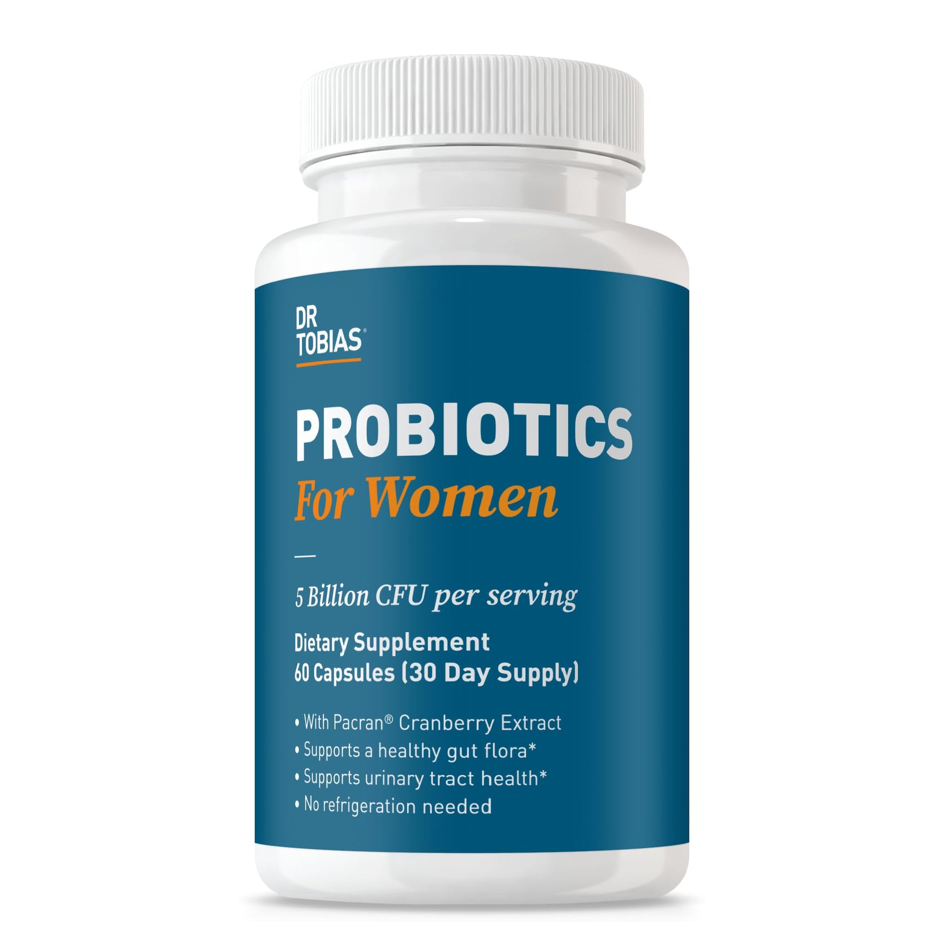 Dr. Tobias Probiotics for Women with Prebiotics & Cranberry Extract for Urinary Tract Health Capsules, 60 Count