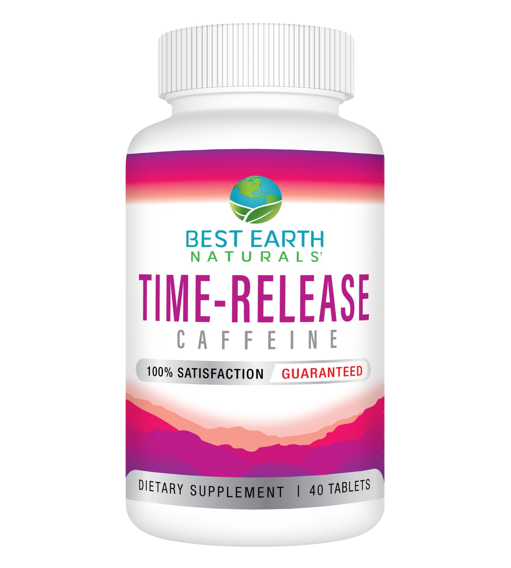 Best Earth Naturals Time Release Caffeine with L-Tyrosine, Vitamin B6, Vitamin B12, Thiamin & More Energy Supplement Tablet, 40 Count
