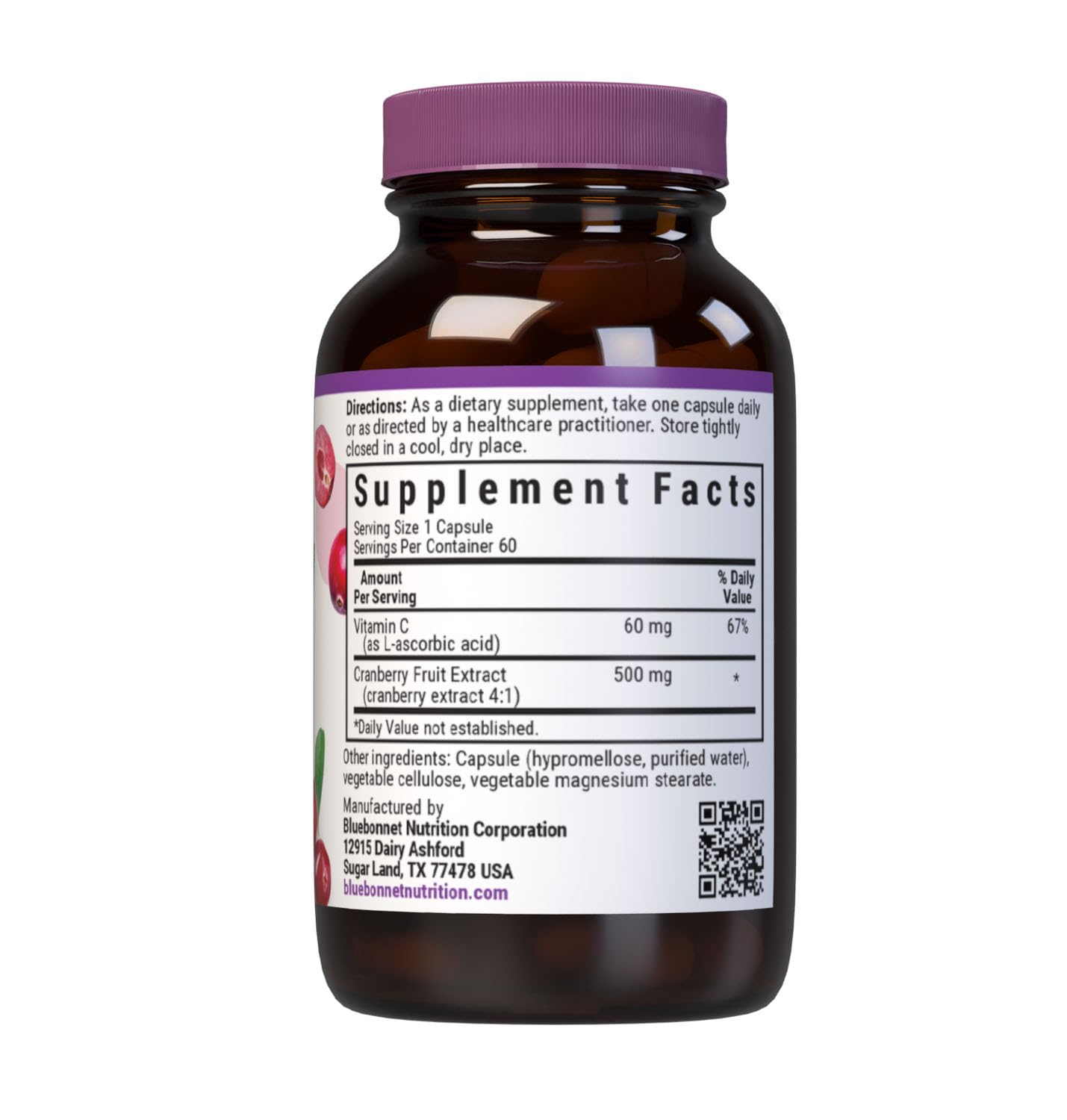 BlueBonnet Cranberry Fruit Extract Urinary Tract Support Capsules, 60 Capsules