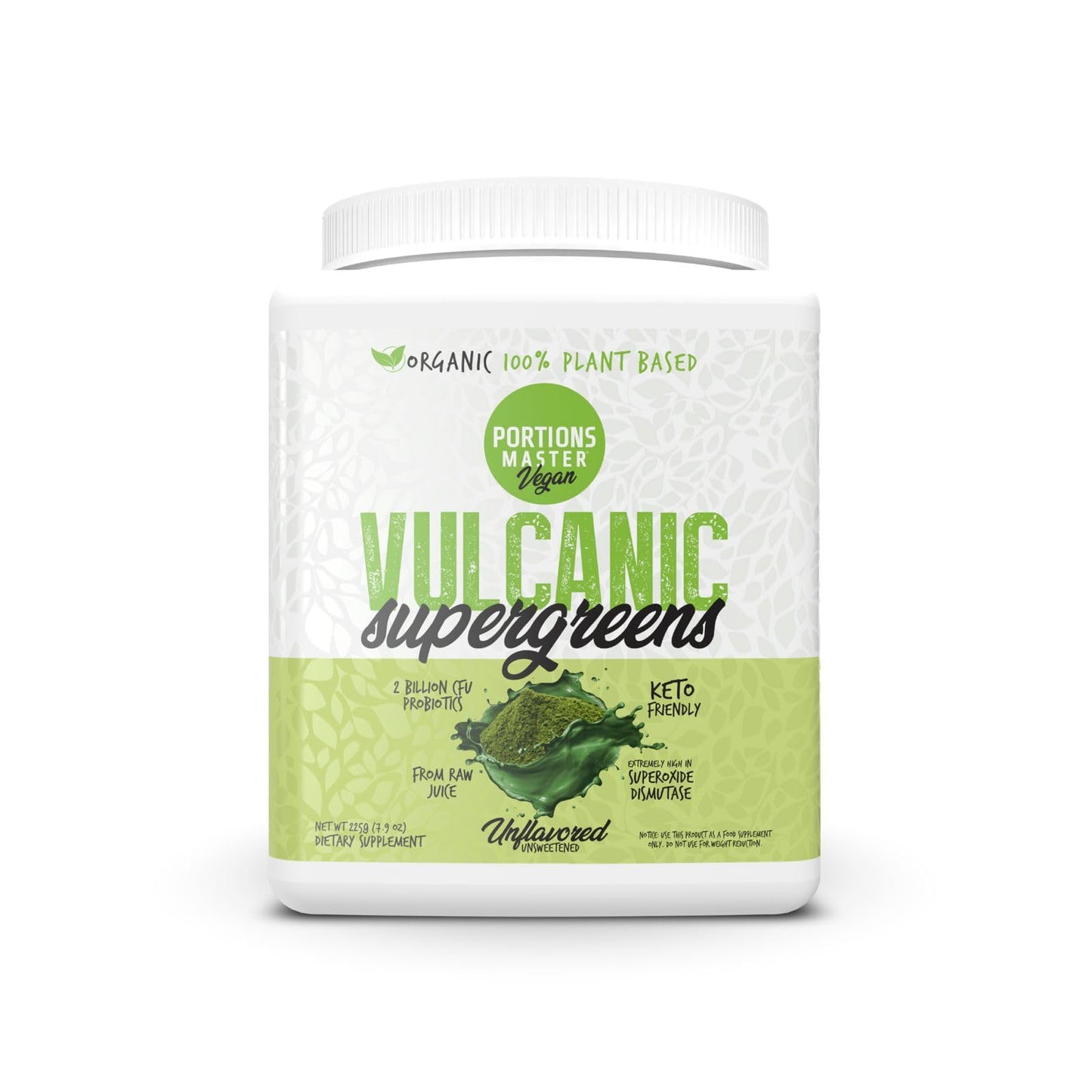 Portions Master Vulcanic Supergreens, Wheatgrass & Spirulina Powder 7.9 Ounce