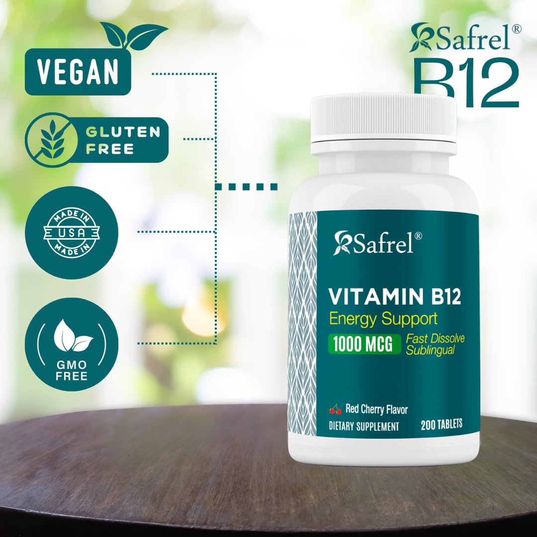 Safrel Vitamin B12 1000 mcg Tablets, 200 Count