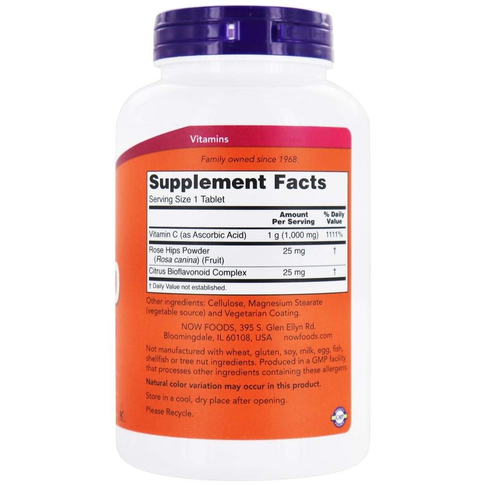 NOW Foods Vitamin C-1000 with Rose Hips and Bioflavonoids Tablet, 250 Count