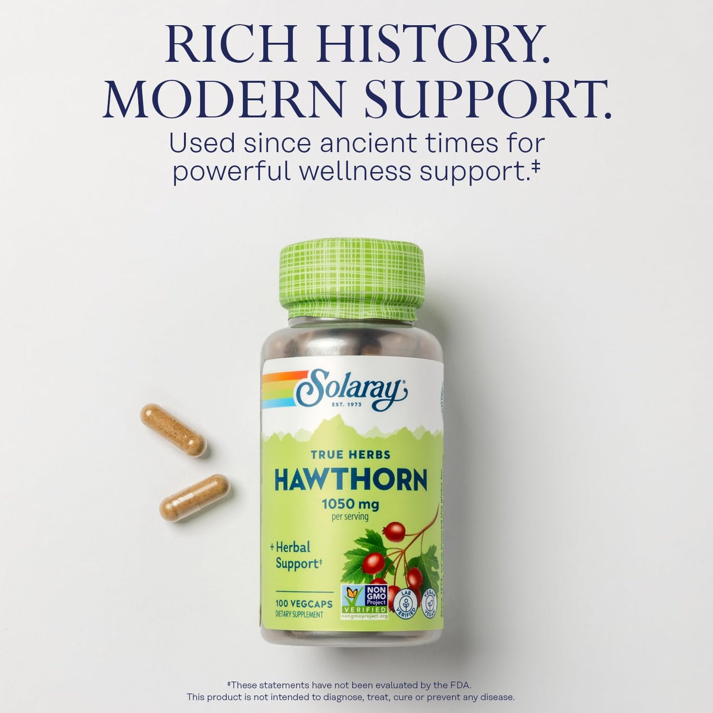 SOLARAY Hawthorn Berry 1050 mg Capsules 100 VegCaps
