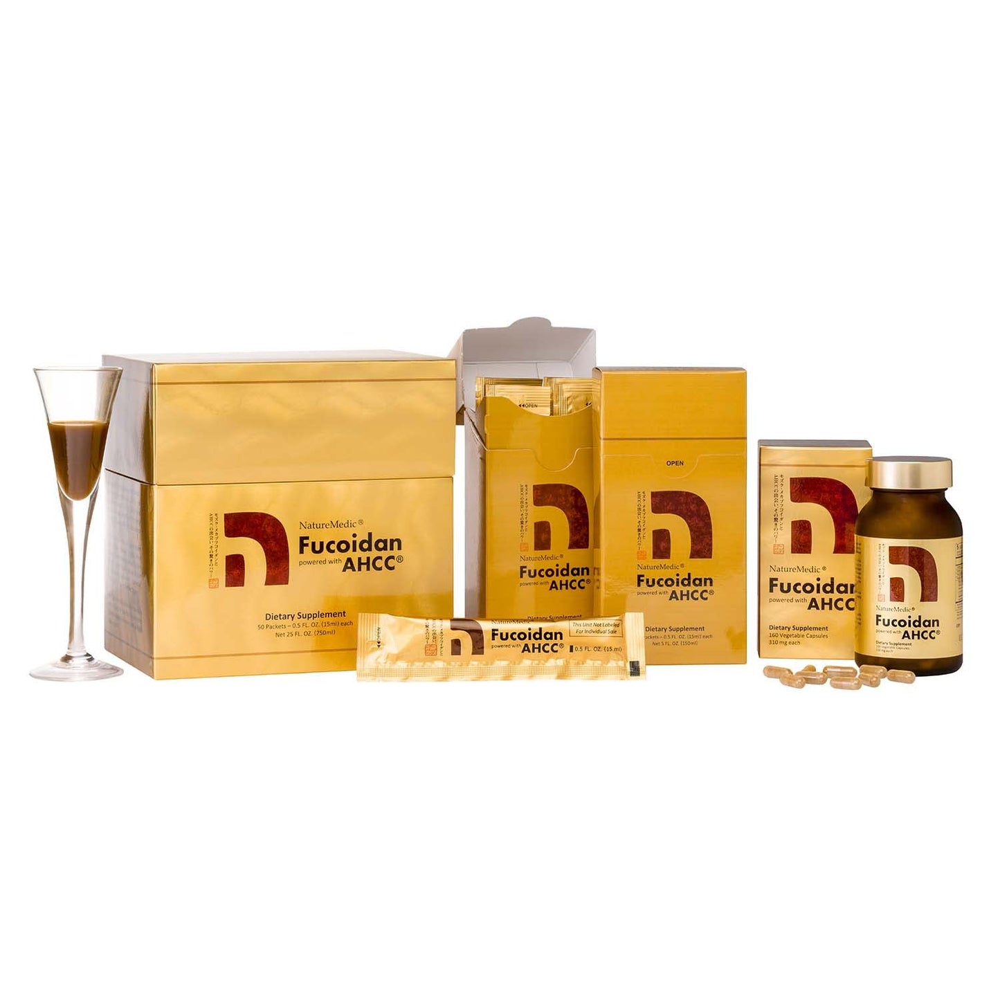 NatureMedic Fucoidan Powered with AHCC Brown Seaweed Immunity Supplement with High Purity Mekabu Mozuku Agaricus 836 Capsules