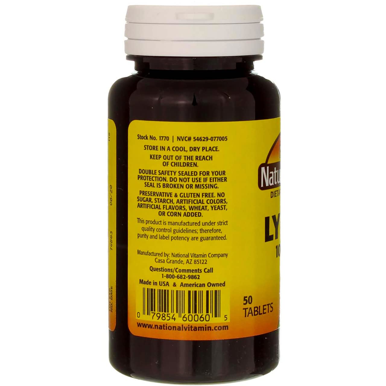 Nature's Blend Lysine 1,000 mg Tablet, 50 Tablets