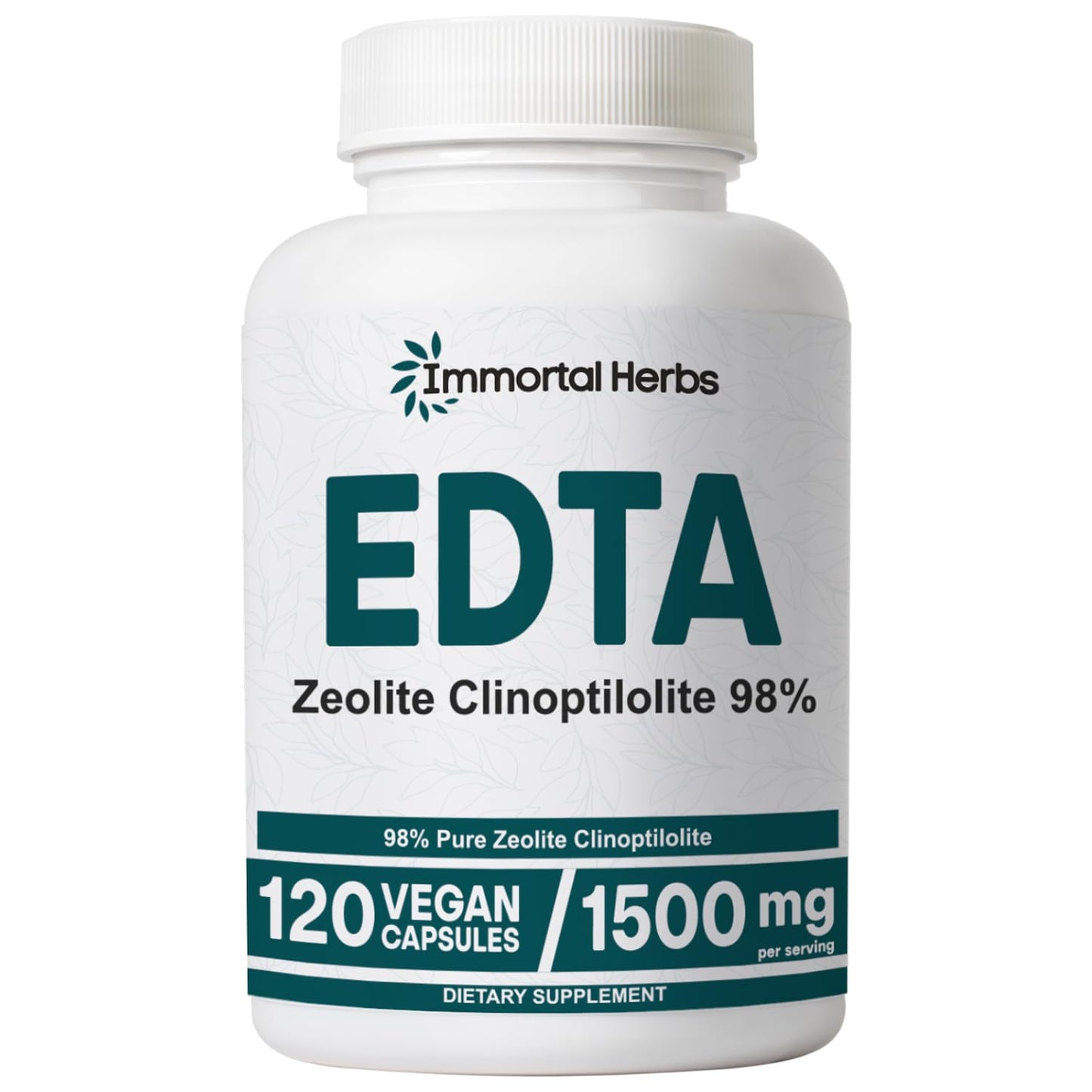 Immortal Herbs EDTA Capsules 1500mg with Zeolite 98% and Milk Thistle, 120 Capsules