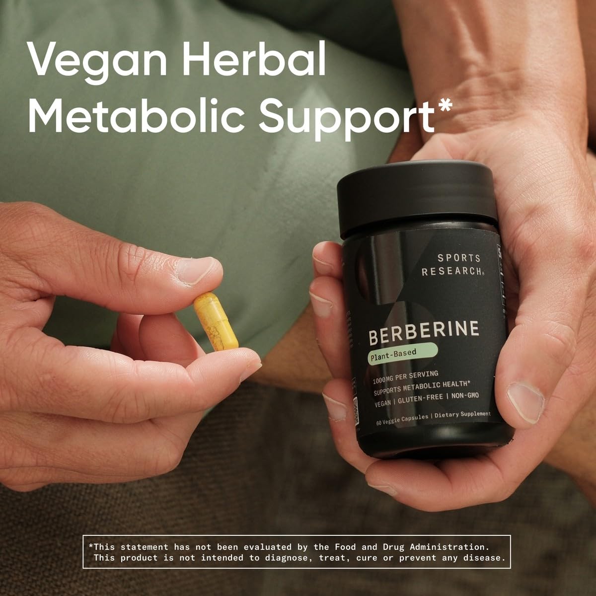 Sports Research Berberine - Herbal Ayurvedic Metabolic Health Support - 1000 mg, 60 Capsules