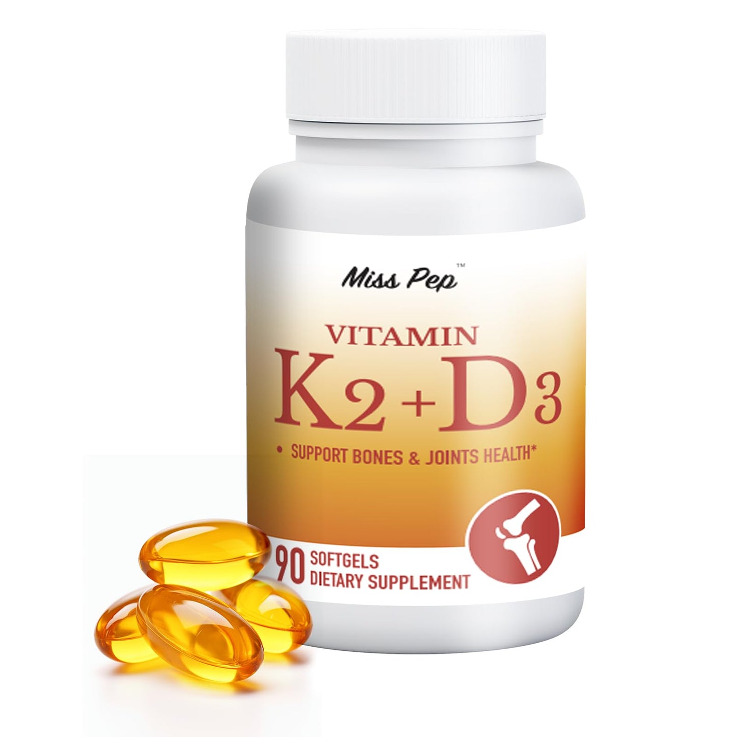 Misspep Vitamin D3 K2 5000 IU D3 and 100 mcg K2 MK-7, Sunflower Oil Capsule, 90 Capsules