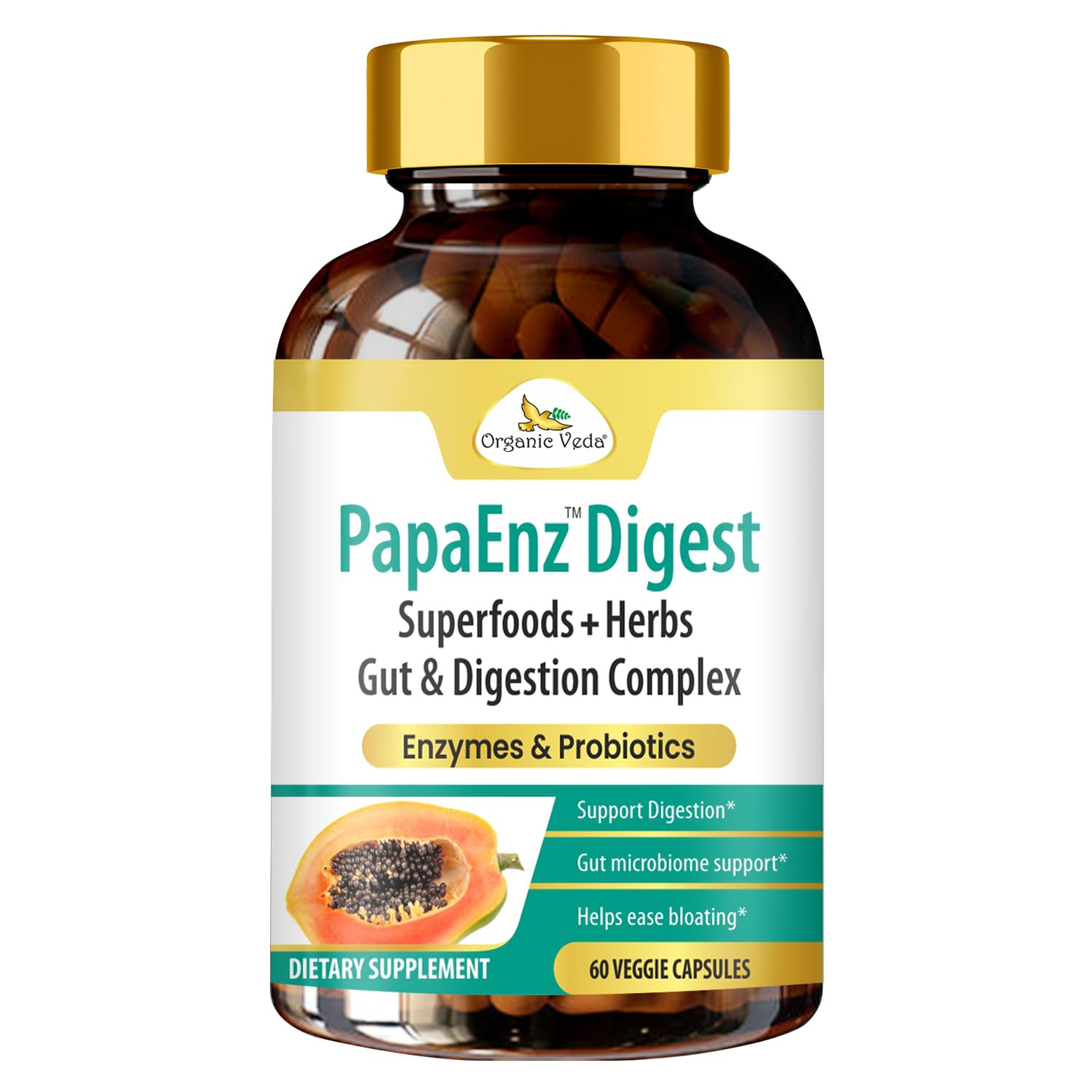 Organic Veda PapaEnz Digest Capsules, 60 Capsules