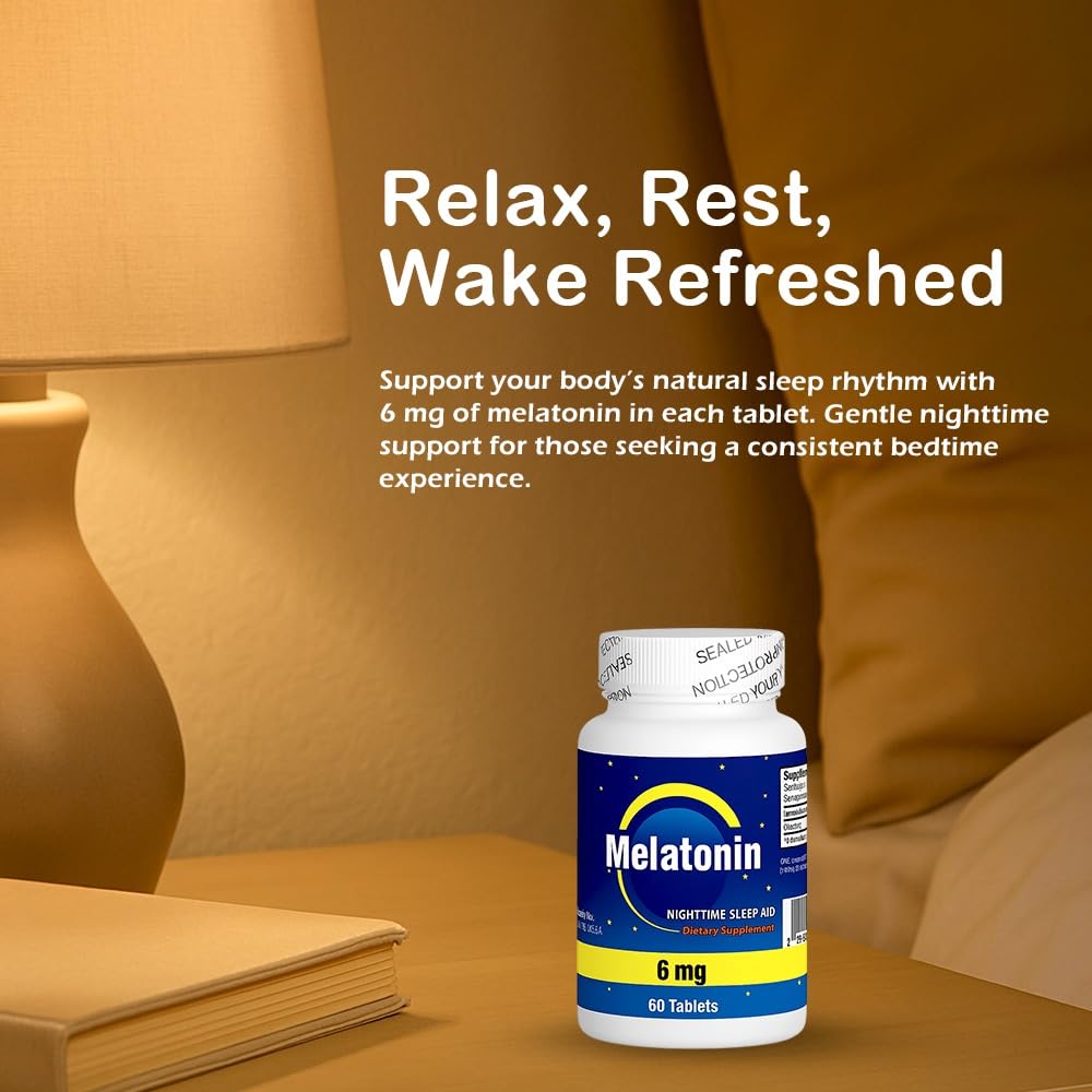 NCB NCB TECHNOLOGY Melatonin 6mg Fast Acting Natural Sleep Support, 60 Tablets