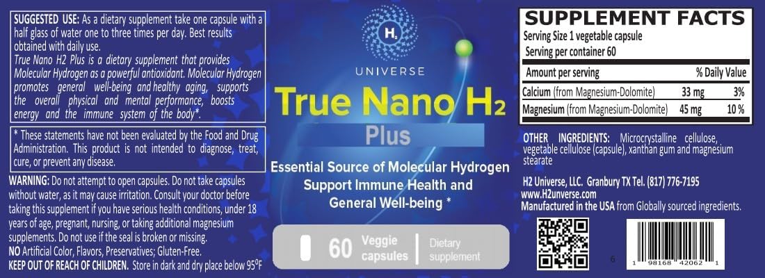 H2 Universe True Nano H2 Plus, 60 Capsules