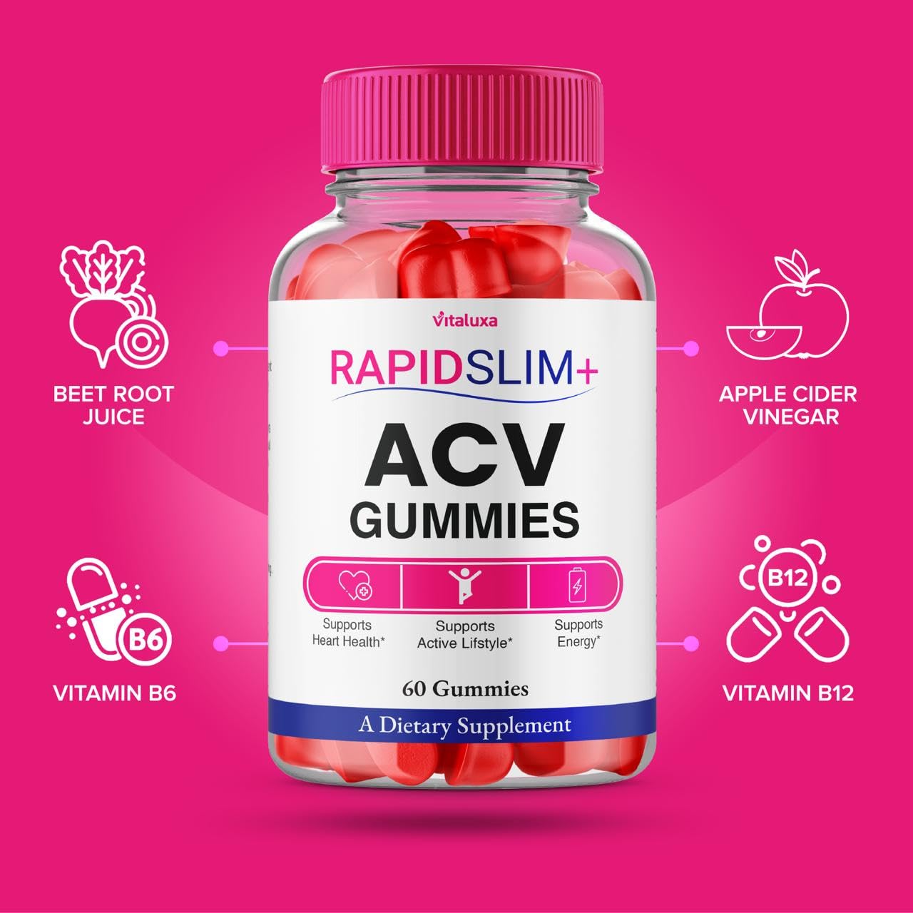 Vitaluxa Rapid Slim ACV Gummies, 120 Count