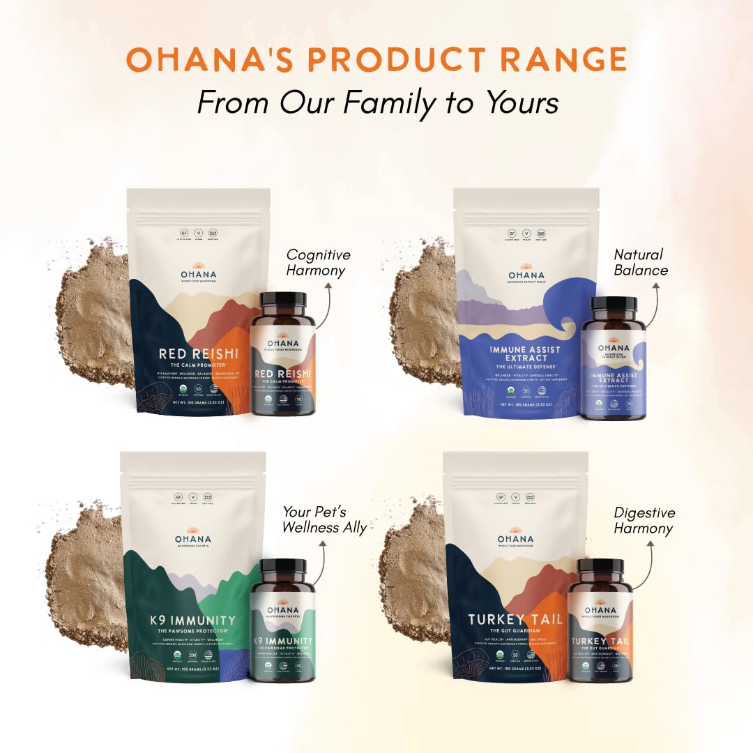 Ohana Mushrooms Turkey Tail Organic Mushrooms Powder Blend, Powder, 3.53 oz