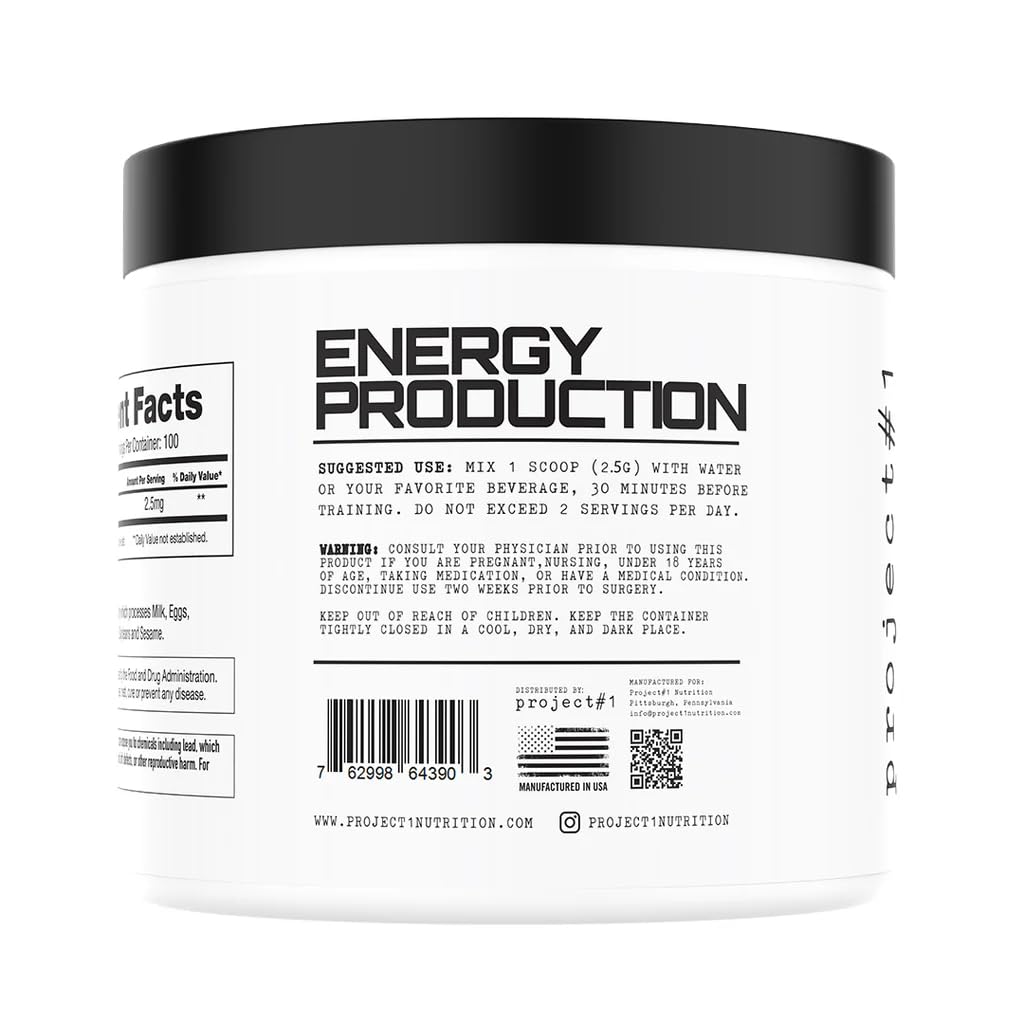 Project #1 AAKG Pre-Workout Supplement L-Arginine A-Ketoglutarate Powder 8.82 Ounce