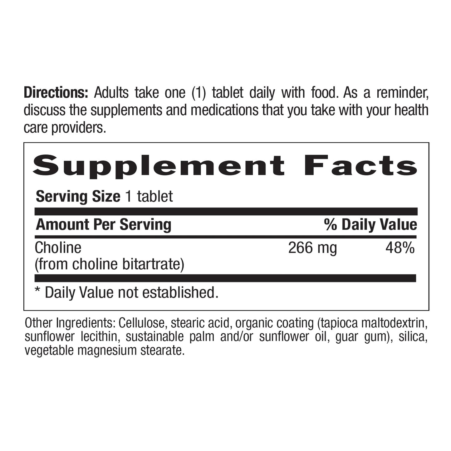Country Life Choline 266mg Tablet, 100 Tablets