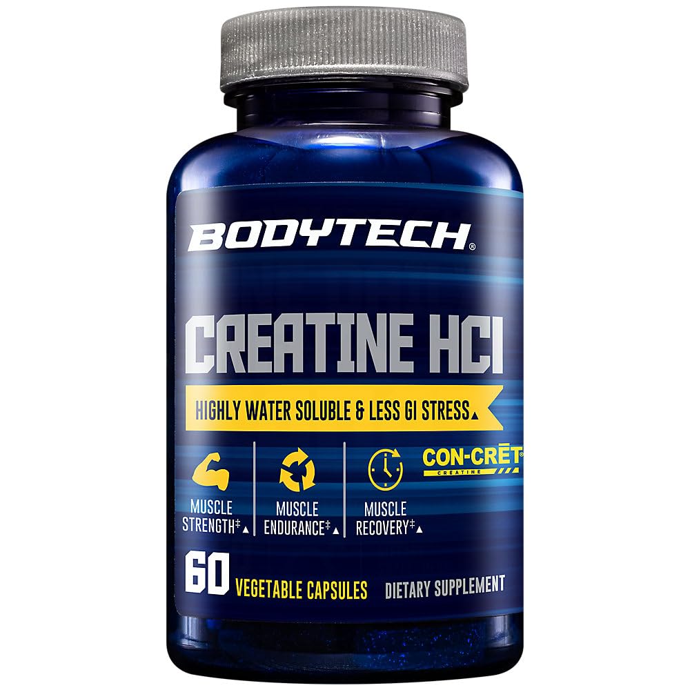 BodyTech Creatine HCl Powder Capsules 60 Count