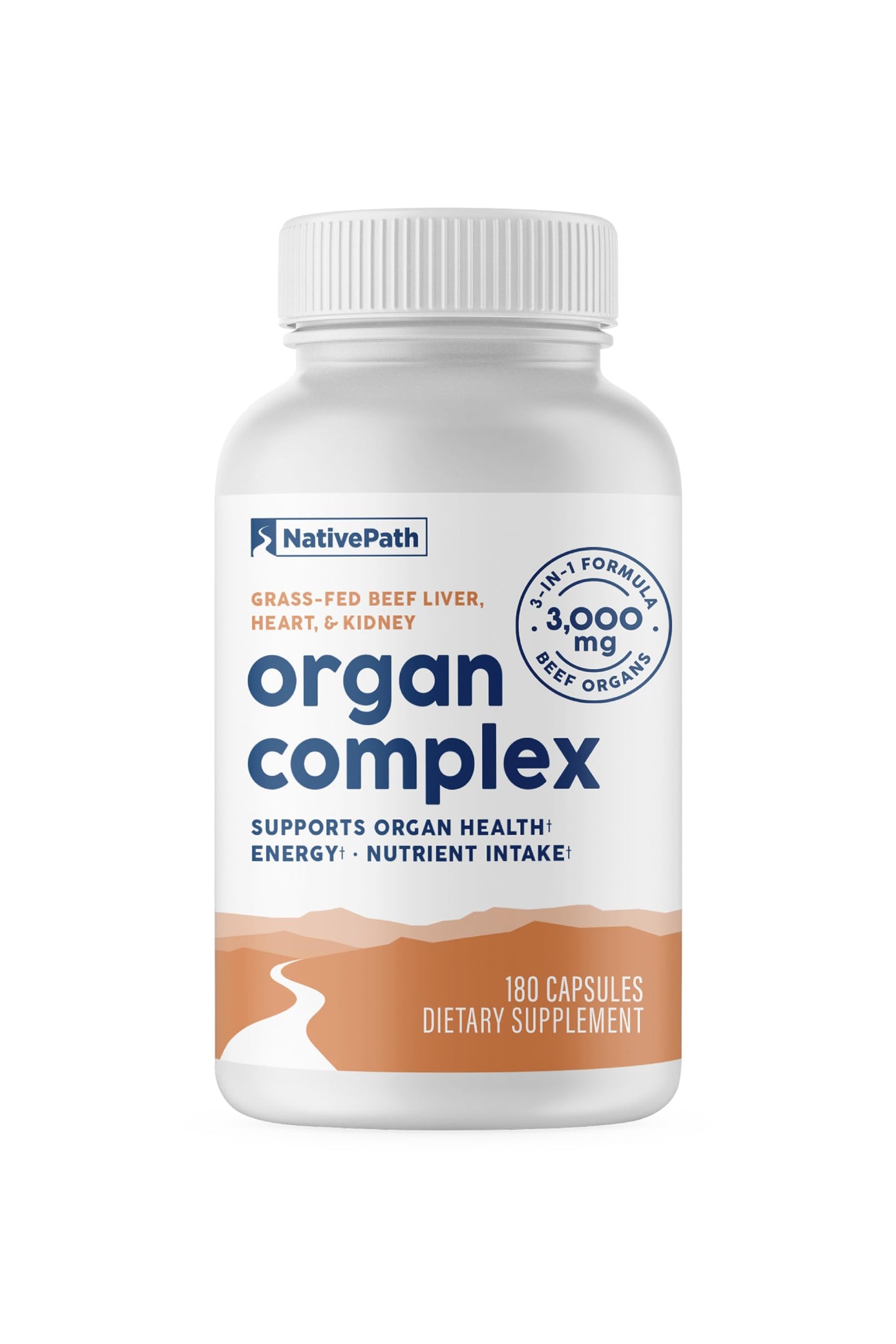 NativePath Beef Organ Complex, Liver Heart Kidney Capsules, 180 Count