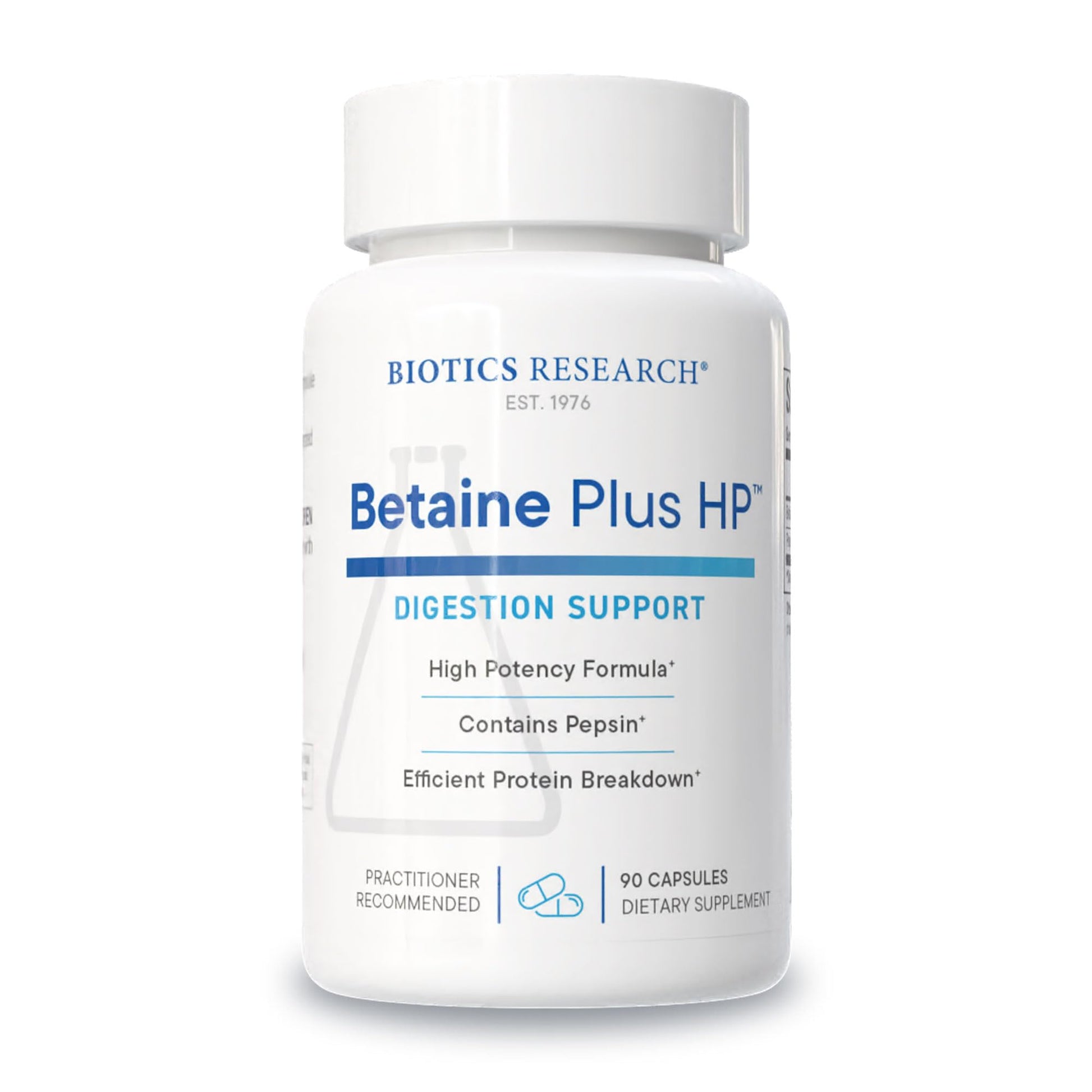 Biotics Research Betaine Plus HP High Potency Hydrochloric Acid Supplement Supports Digestive Function Capsule, 90 Count