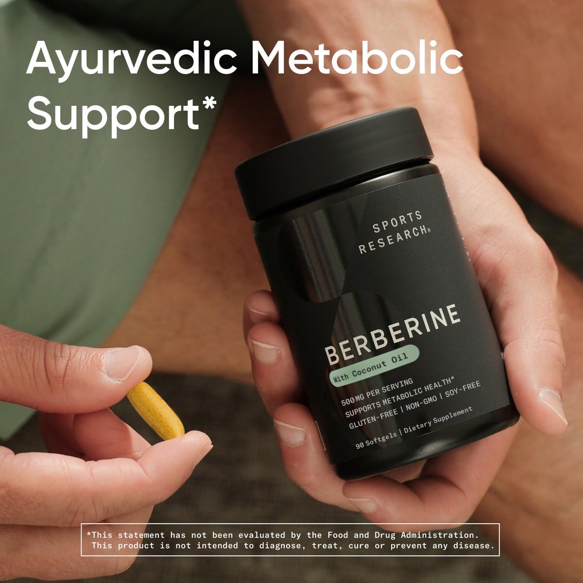 Sports Research Berberine 500mg with Coconut Oil Capsule 90 Count
