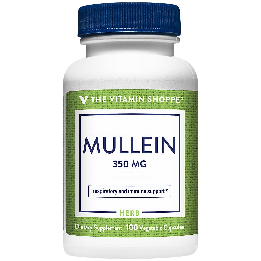 The Vitamin Shoppe Mullein 350 mg Respiratory & Immune Support, Vegetarian Capsules, 100 Count
