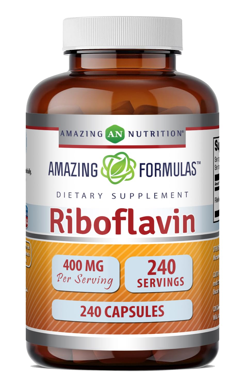 Amazing Nutrition Riboflavin 400 mg Capsules 240 Count