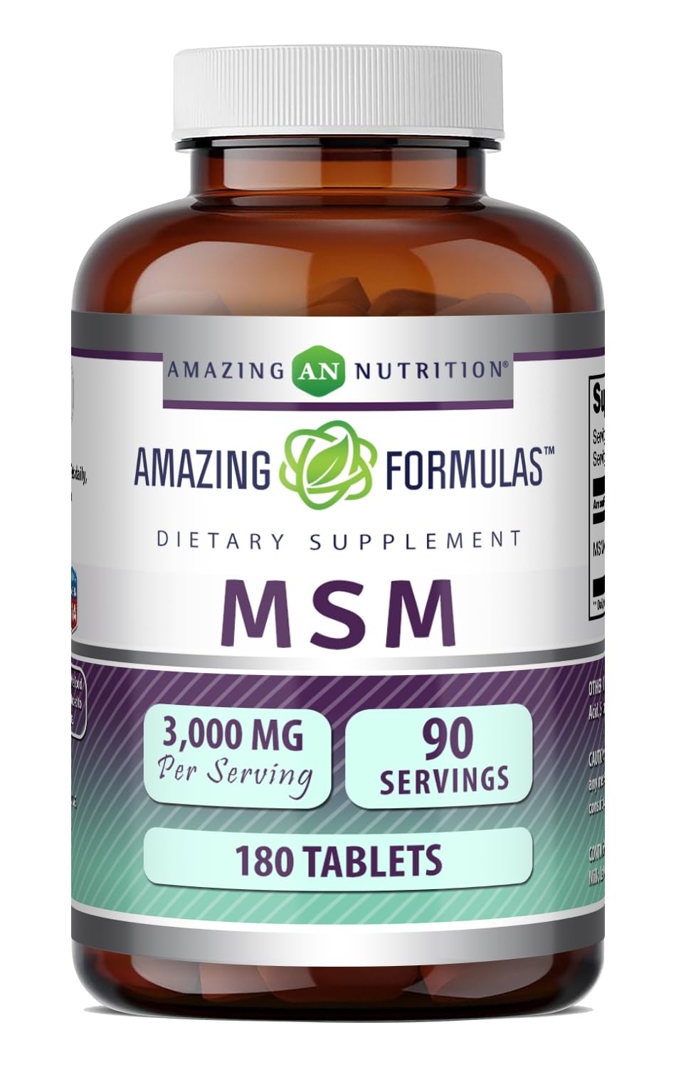 Amazing Nutrition MSM (Methylsulfonylmethane) Supplement Tablets, 180 Count