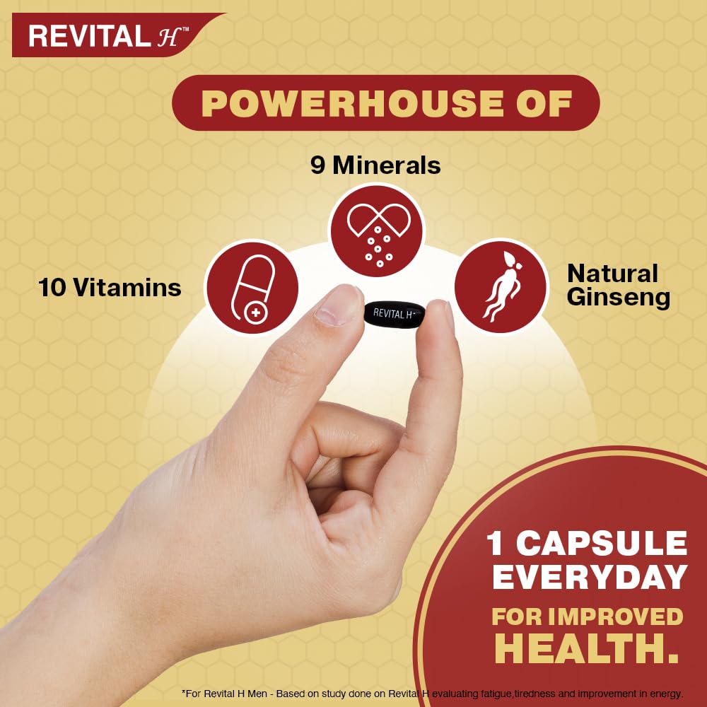 Revital H Wellness Duo Pack Multivitamins, Calcium, Zinc & Natural Ginseng Capsules, 2-Count