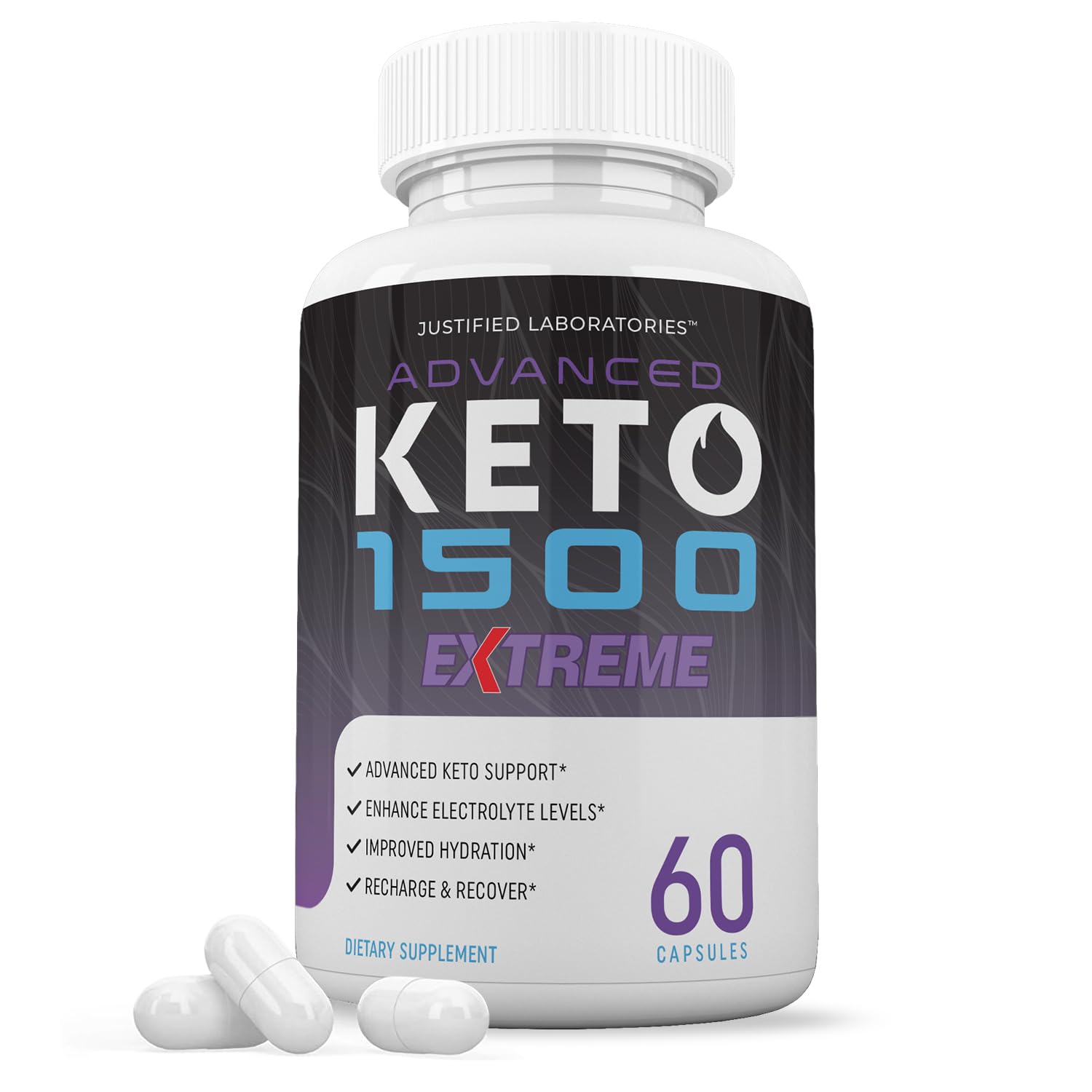 Justified Laboratories Advanced Keto 1500 Extreme Pills 1675MG New & Improved Formula Contains Apple Cider Vinegar Extra Virgin Olive Oil Powder Green Tea Leaf Capsules, 60 Capsules