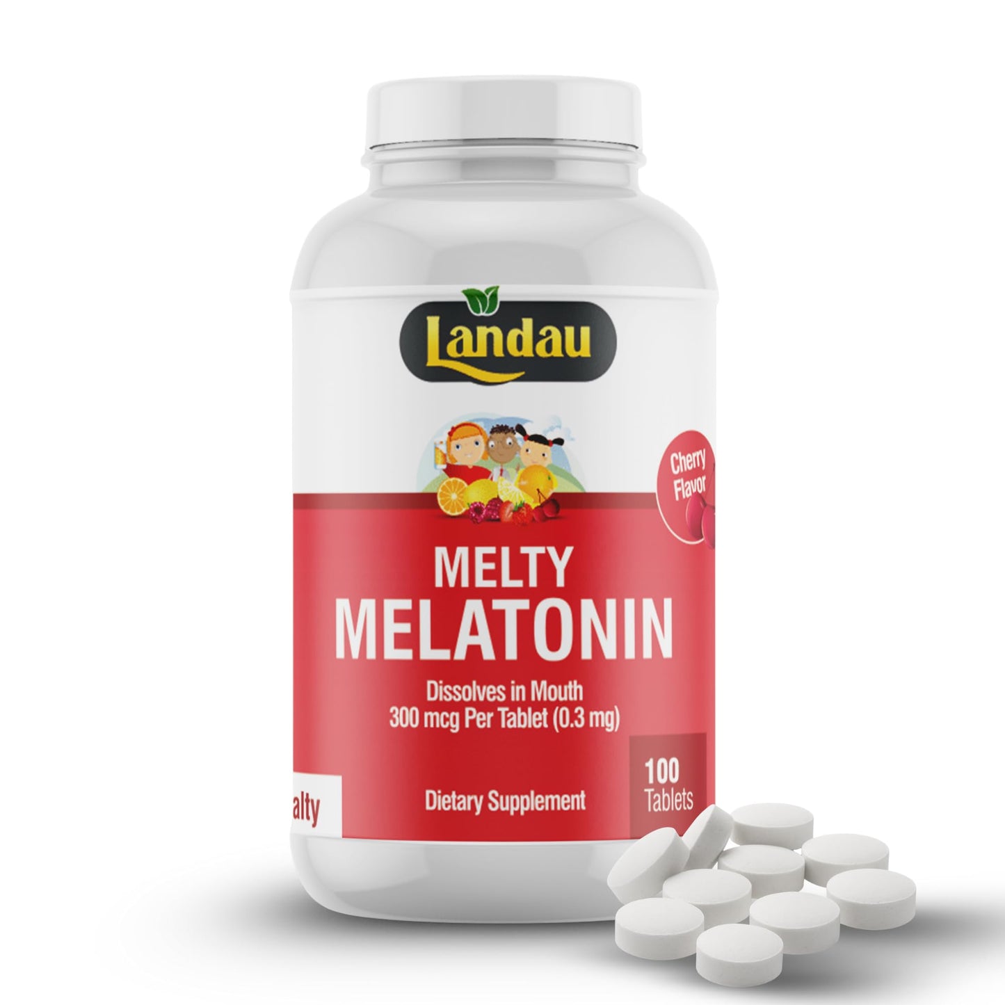 LANDAU 0.3mg-300mcg Melty Melatonin for Kids & Adults Tablet, 100 Tablets