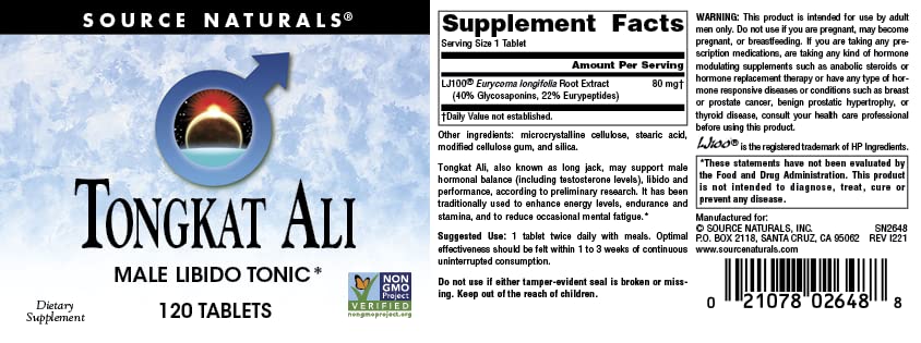 Source Naturals Tongkat Ali Tablet, 120 Tablets