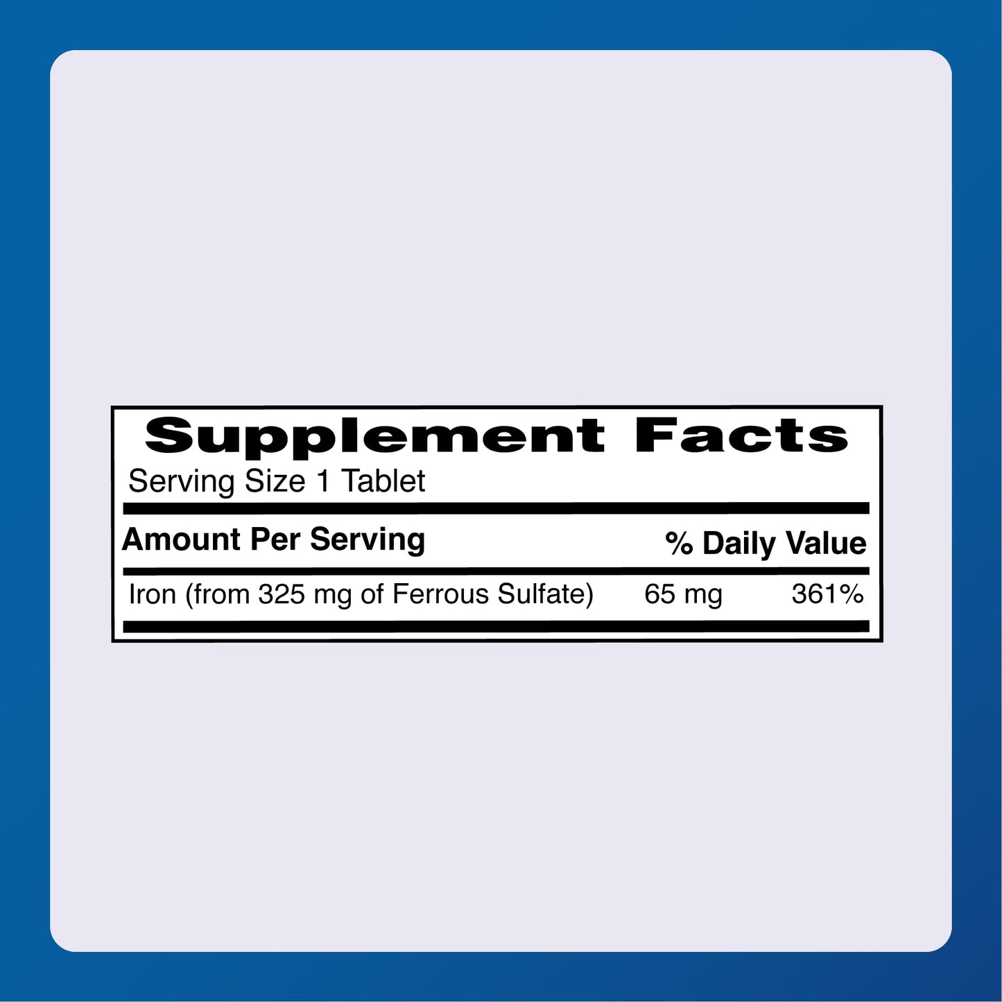 Major Ferosul Ferrous Sulfate 325mg Tablets with 65mg Elemental Iron 100 Count
