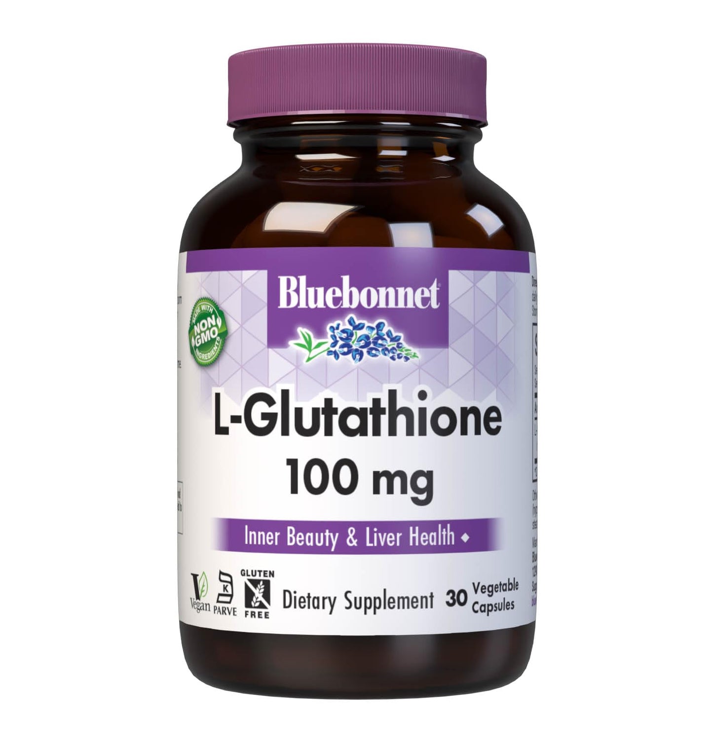 BlueBonnet L-Glutathione 100mg Free-Form Amino Acid Capsules, 30 Count