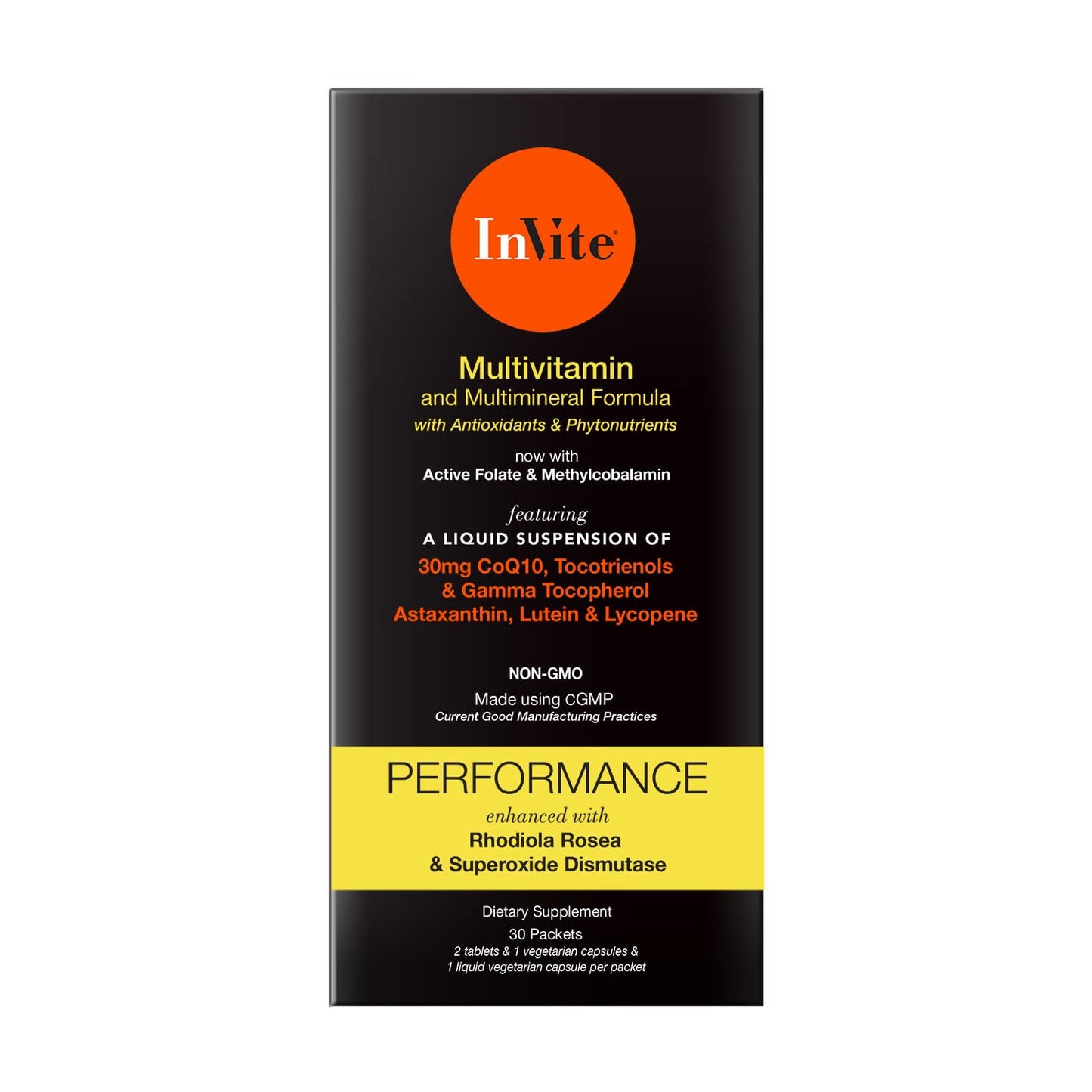 Invite Health Performance Vitamin - Comprehensive Daily Multivitamin with Enhanced Support for Athletes and Active People, 30 Tablets