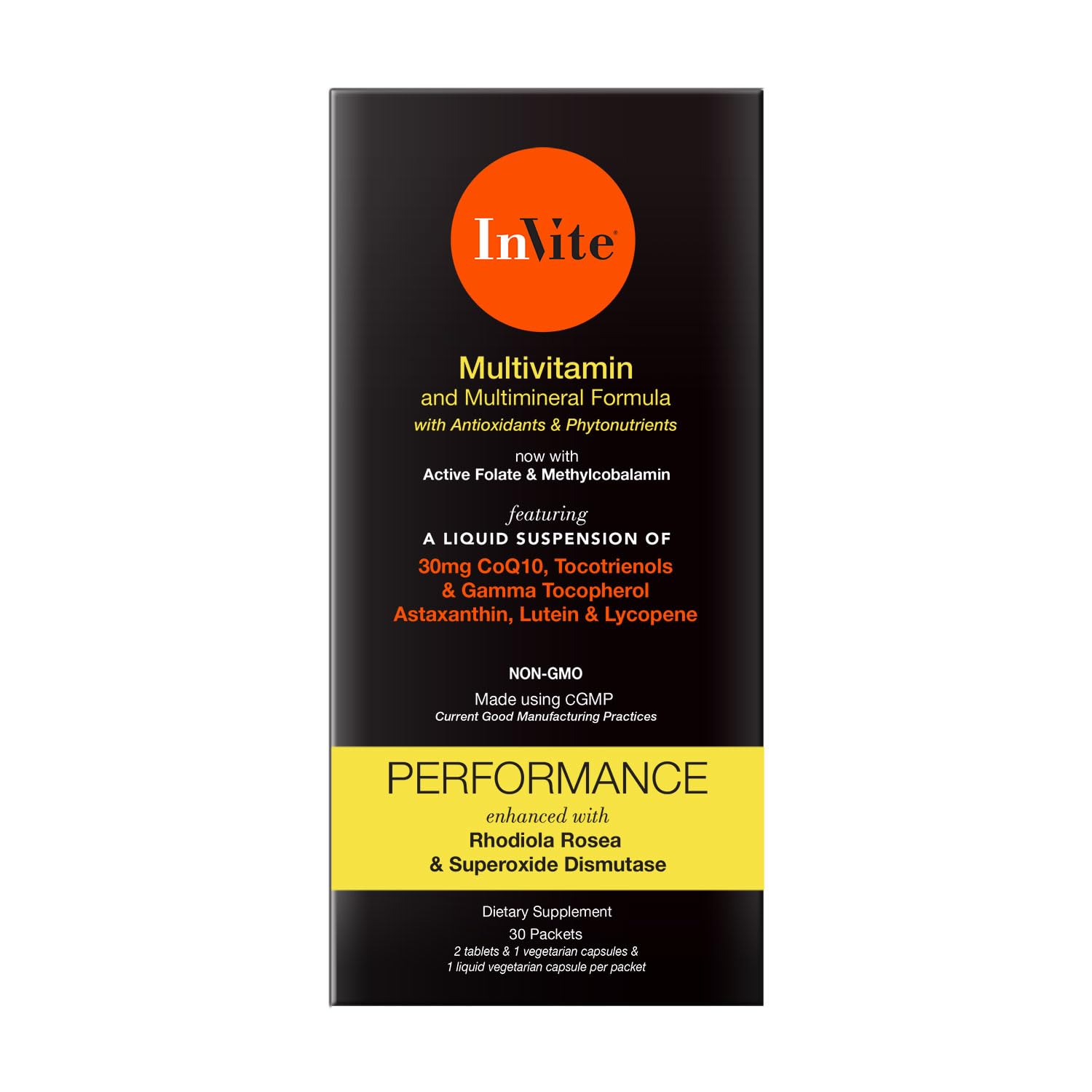 Invite Health Performance Vitamin - Comprehensive Daily Multivitamin with Enhanced Support for Athletes and Active People, 30 Tablets